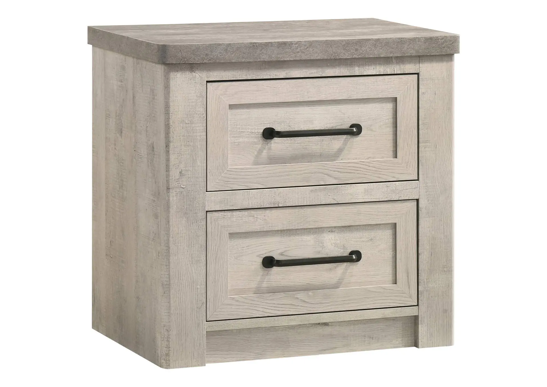 Nevado Farmhouse 2-Drawer Nightstand Grey and Weathered Taupe