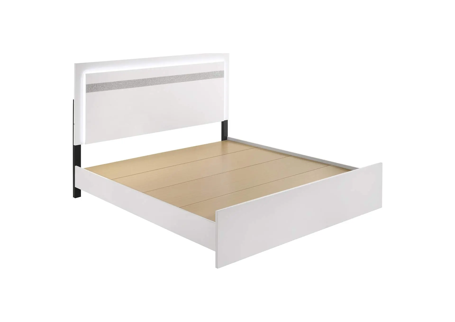 Viana Touch-Control LED Eastern King Platform Bed White High Gloss