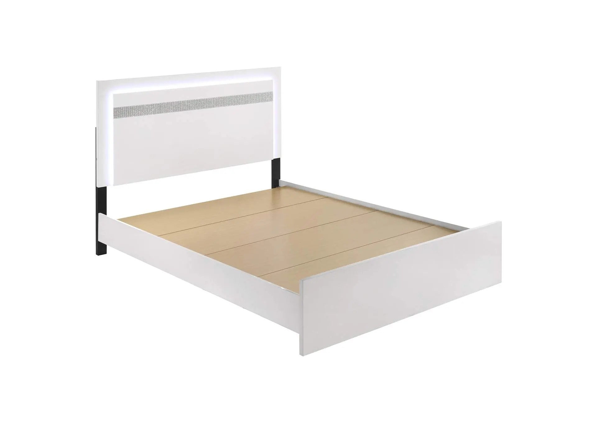 Viana Touch-Control LED Queen Platform Bed White High Gloss