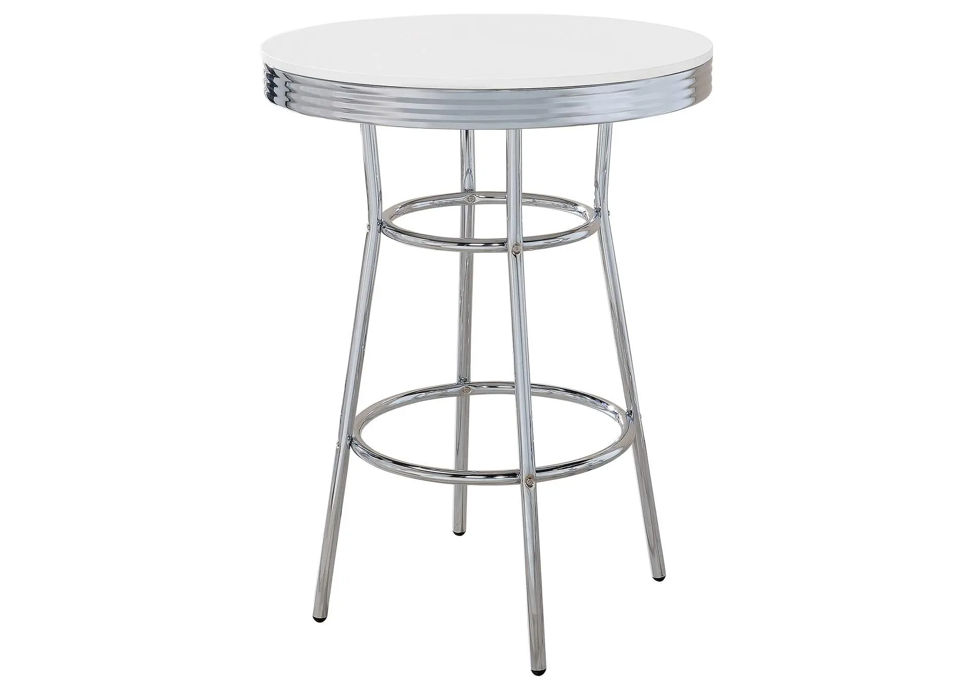 Retro Round 30-inch 1950's Bistro Pub Height Bar Table White