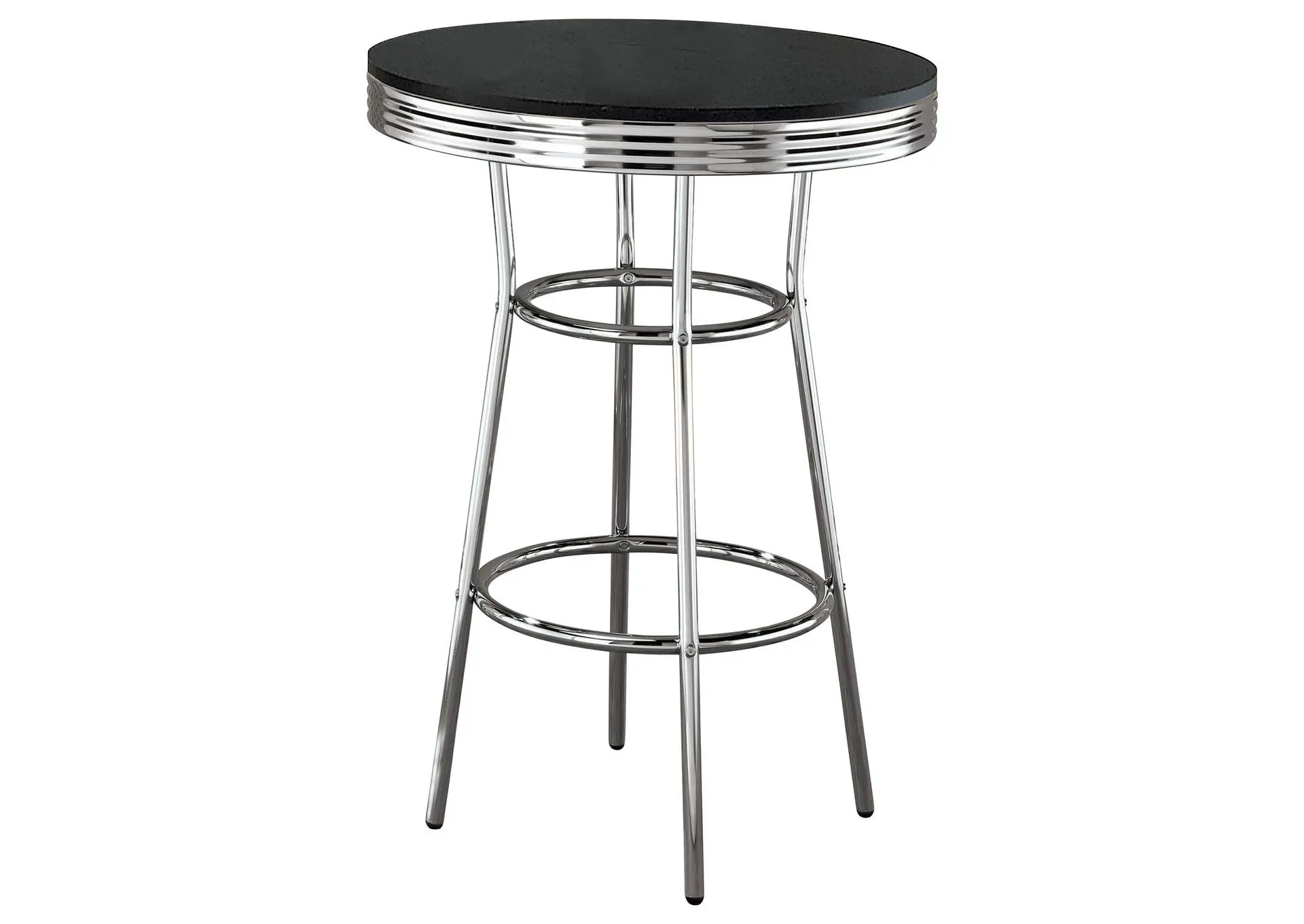 Retro Round 30-inch 1950's Bistro Pub Height Bar Table Black
