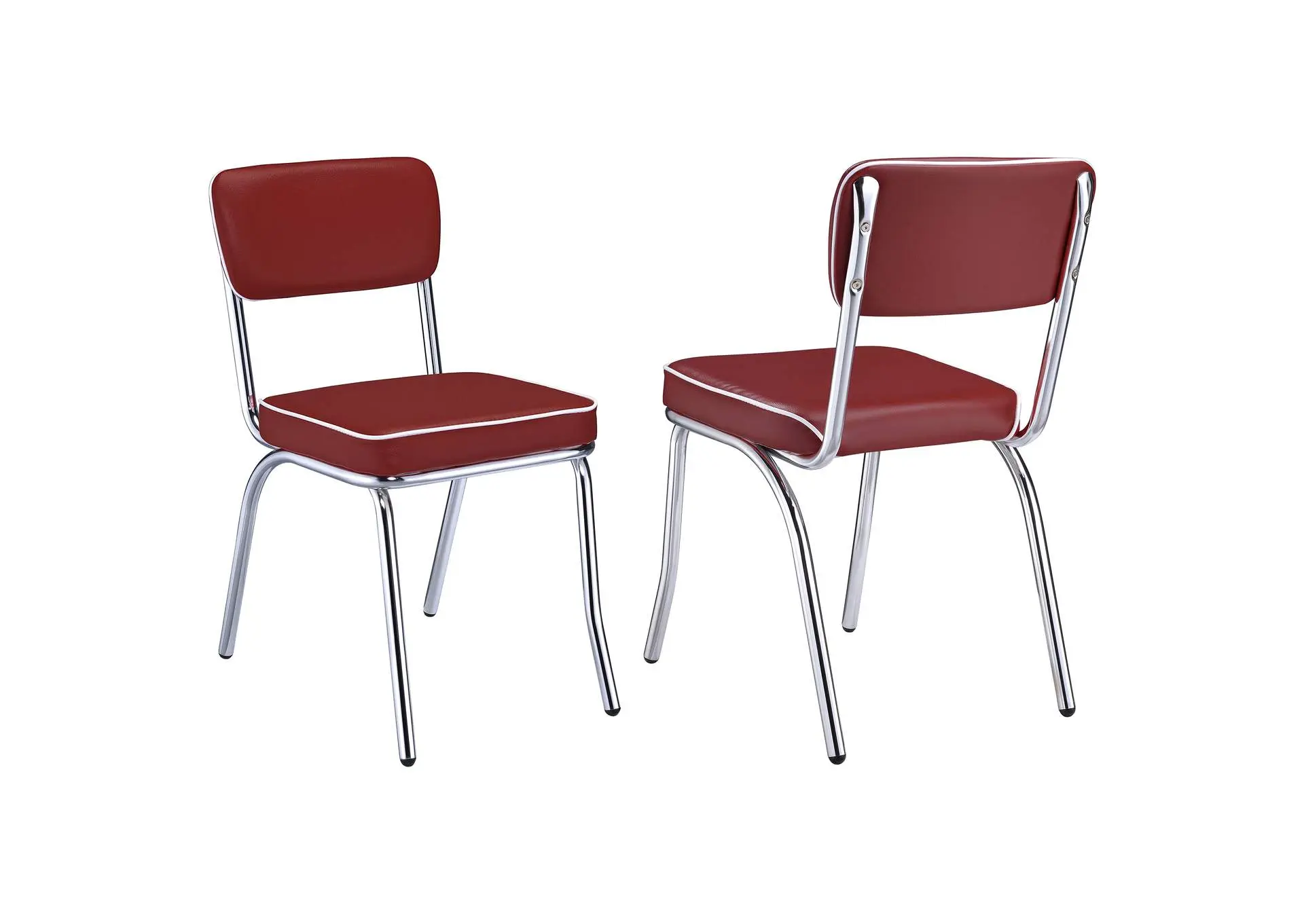 Retro Upholstered Dining Side Chair Red (Set of 2)