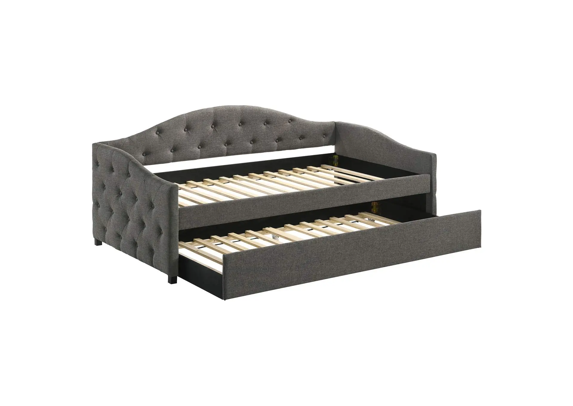 Sadie Upholstered Twin Daybed with Trundle Grey