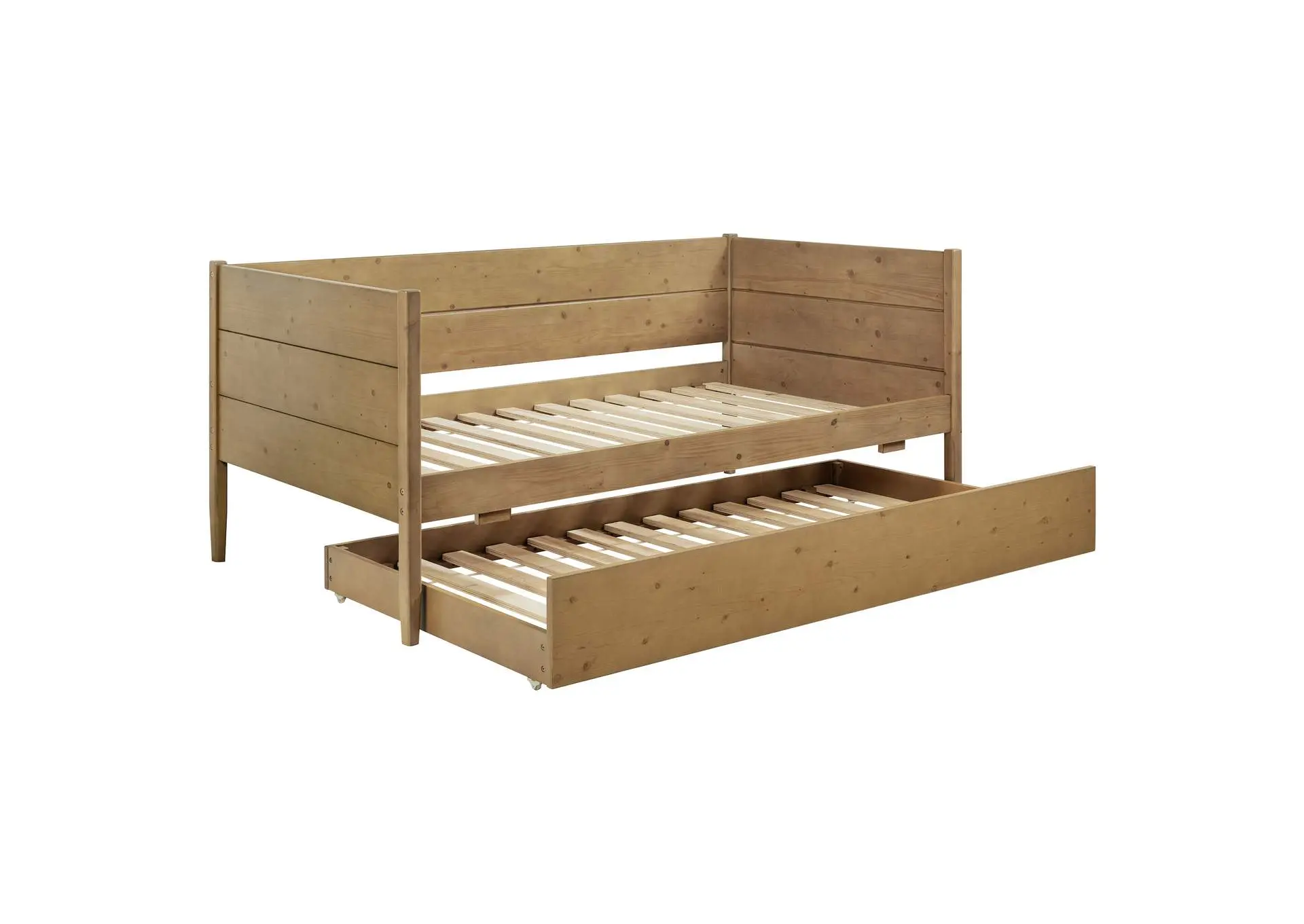 Calinda Wood Twin Daybed With Trundle Natural