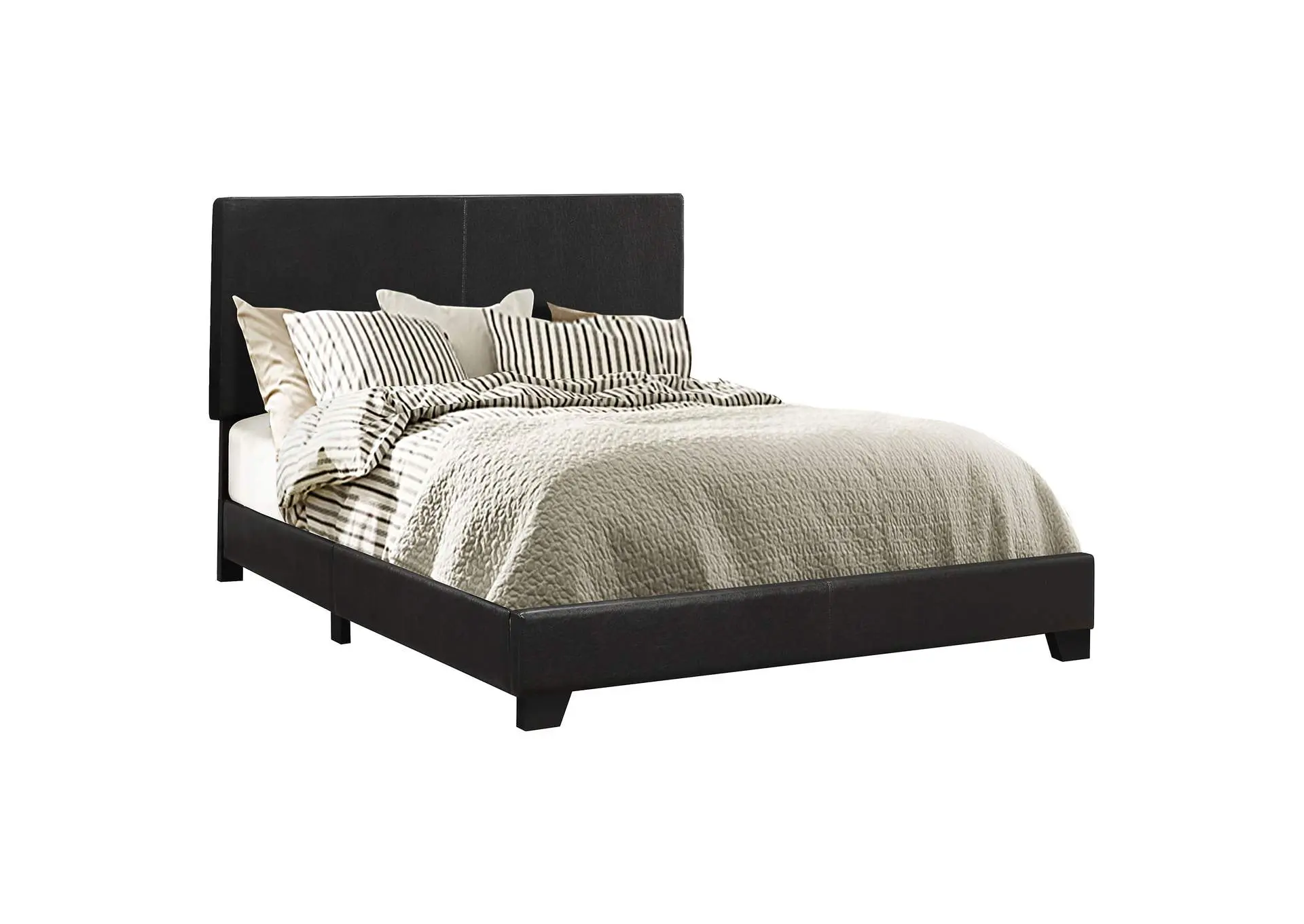 Dorian Faux Leather Upholstered Queen Panel Bed Black