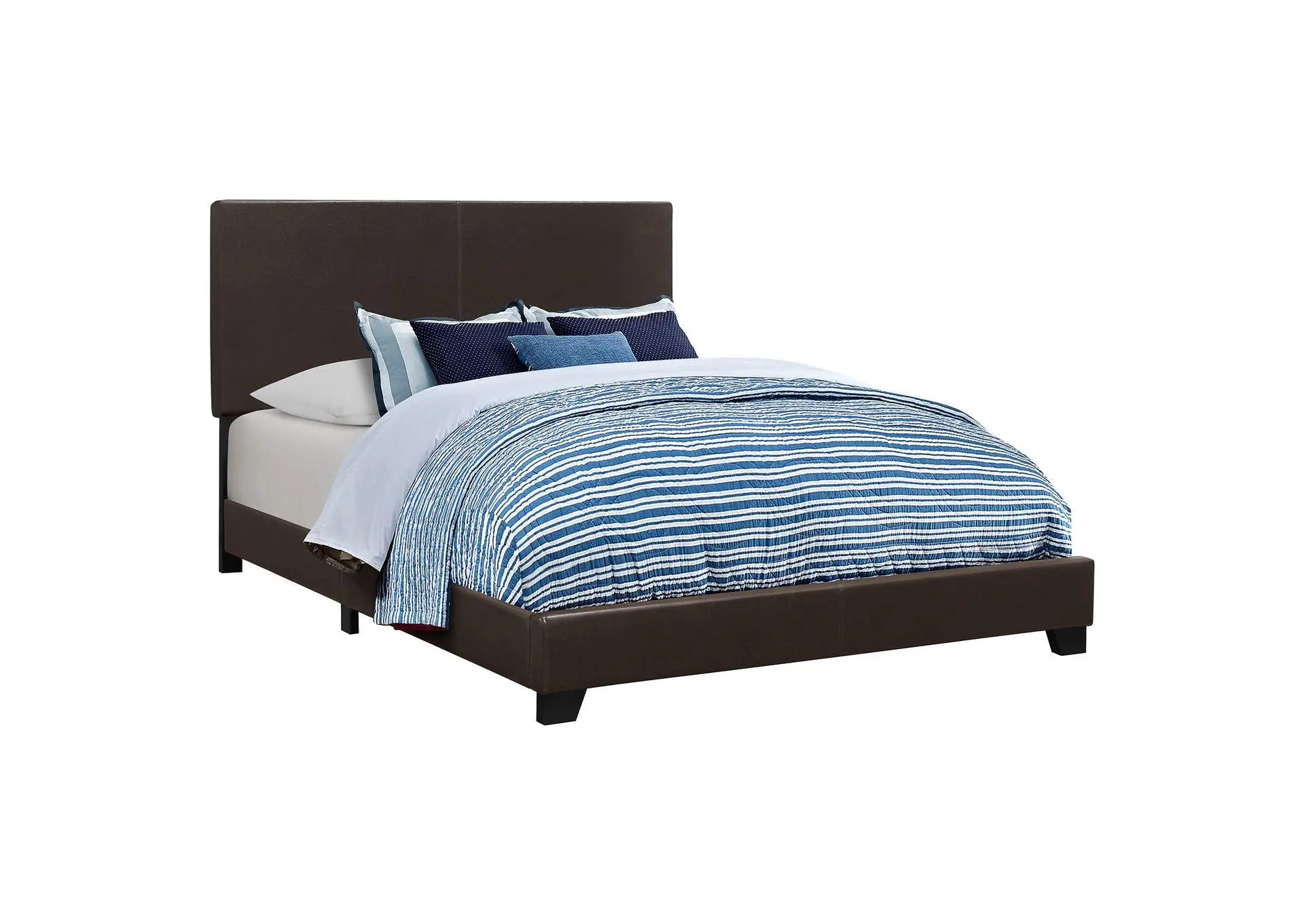Dorian Faux Leather Upholstered Full Panel Bed Brown