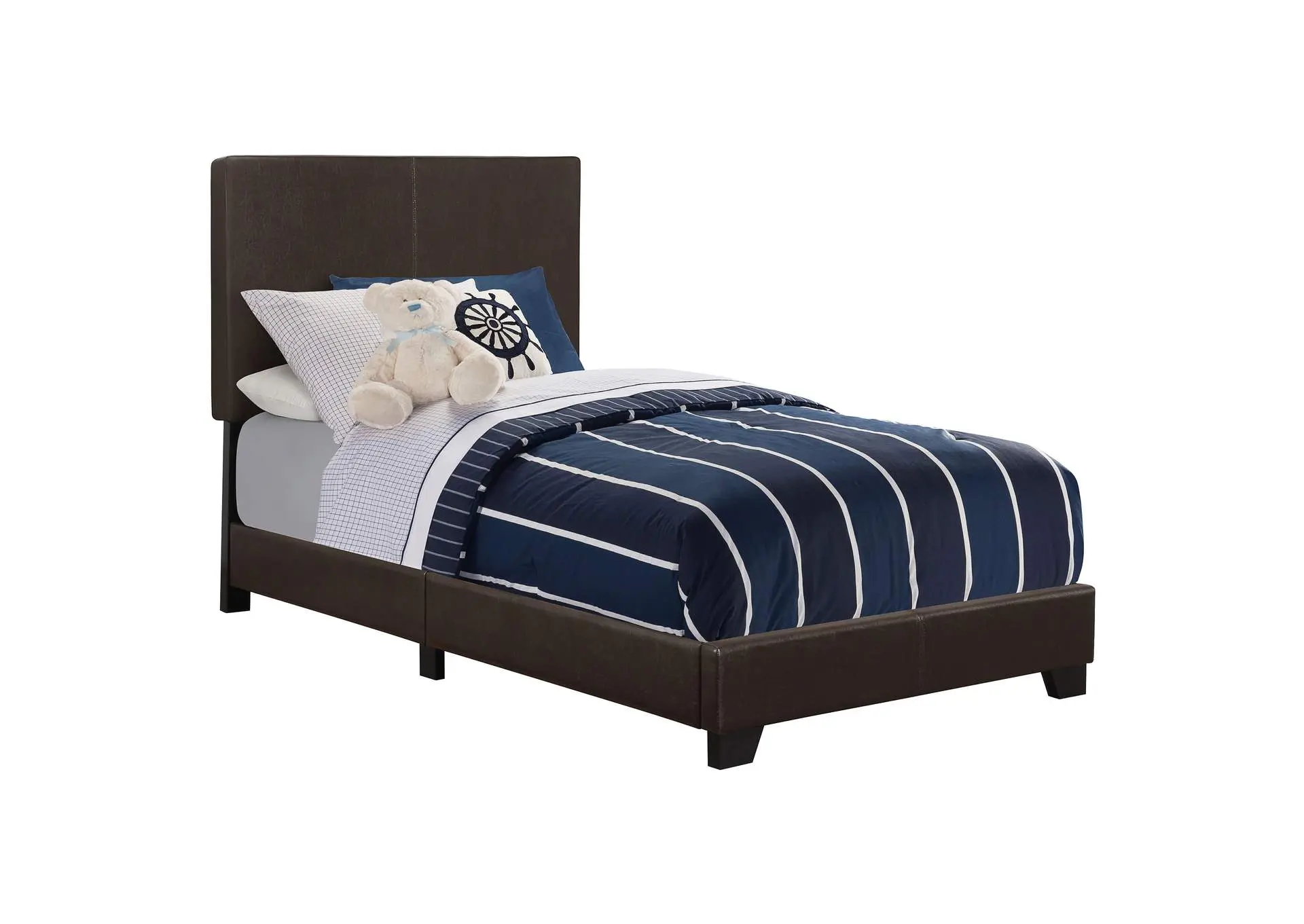 Dorian Faux Leather Upholstered Twin Panel Bed Brown