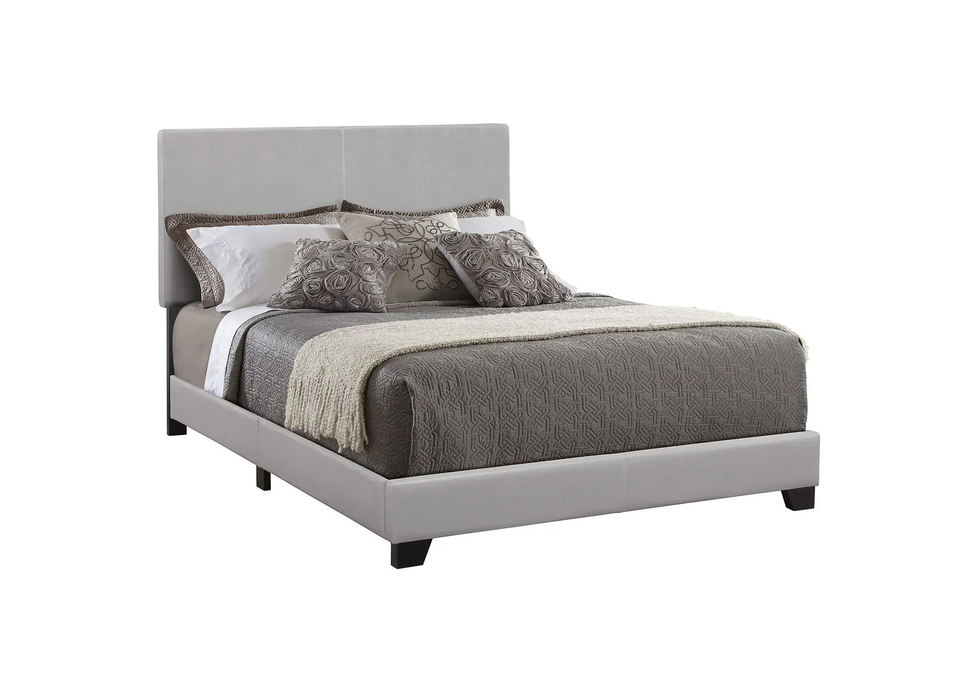 Dorian Faux Leather Upholstered Full Panel Bed Grey