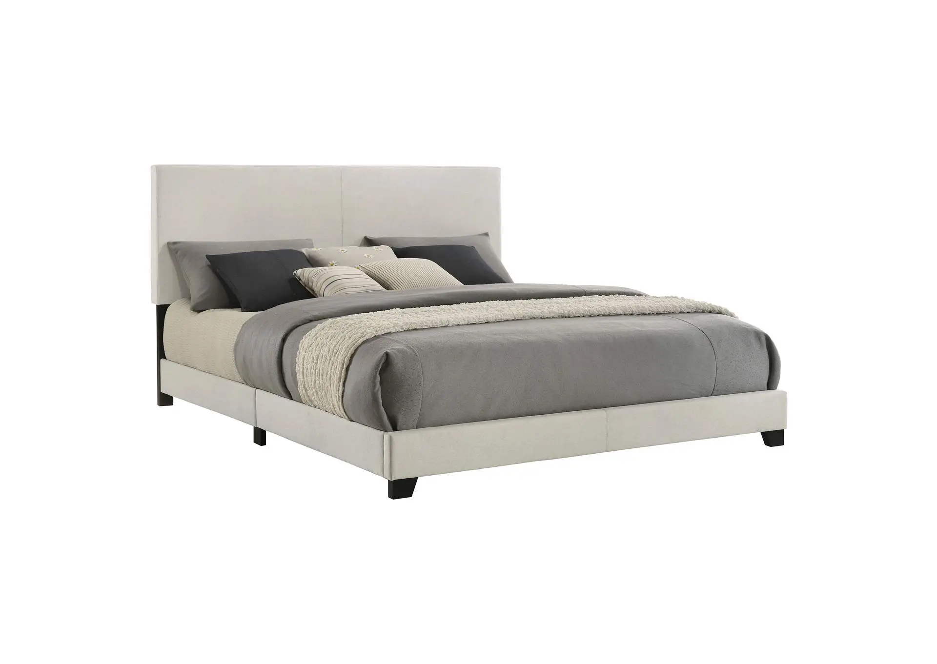Dorian Fabric Upholstered Eastern King Panel Bed Cream