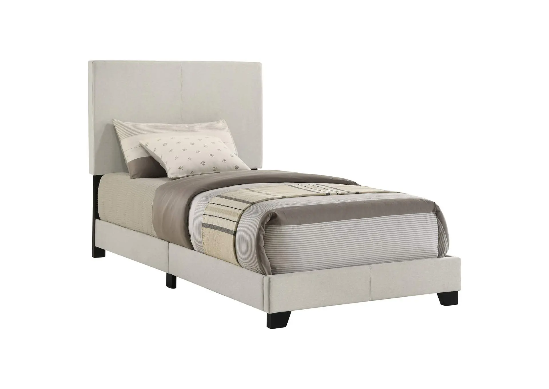 Dorian Fabric Upholstered Twin Panel Bed Cream