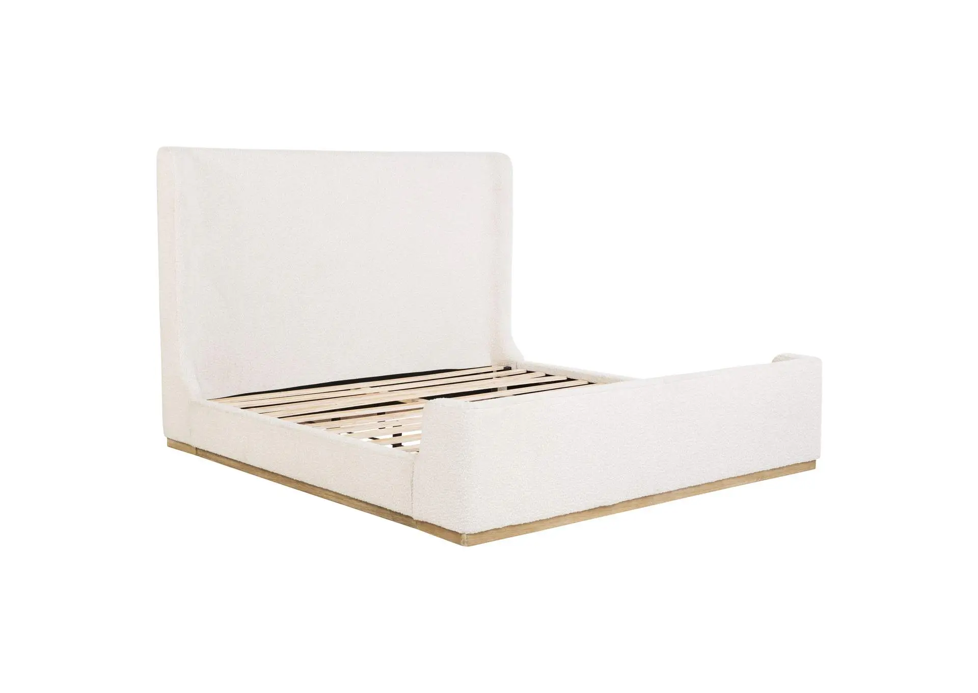 Nala Eastern King Bouclé Upholstered Platform Bed Cream