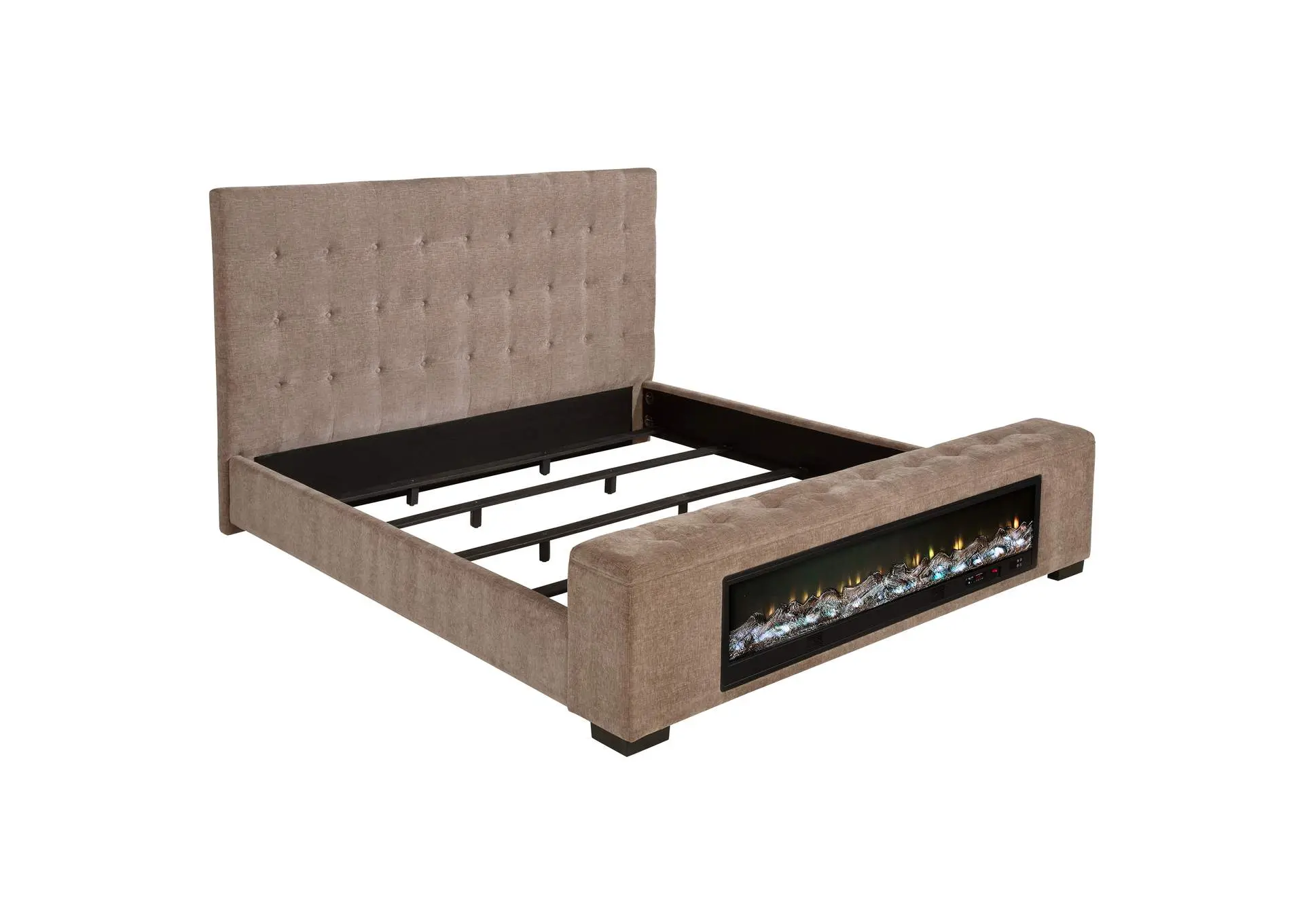 Senna Upholstered Queen Audio Flame Visualizer Bed Brown