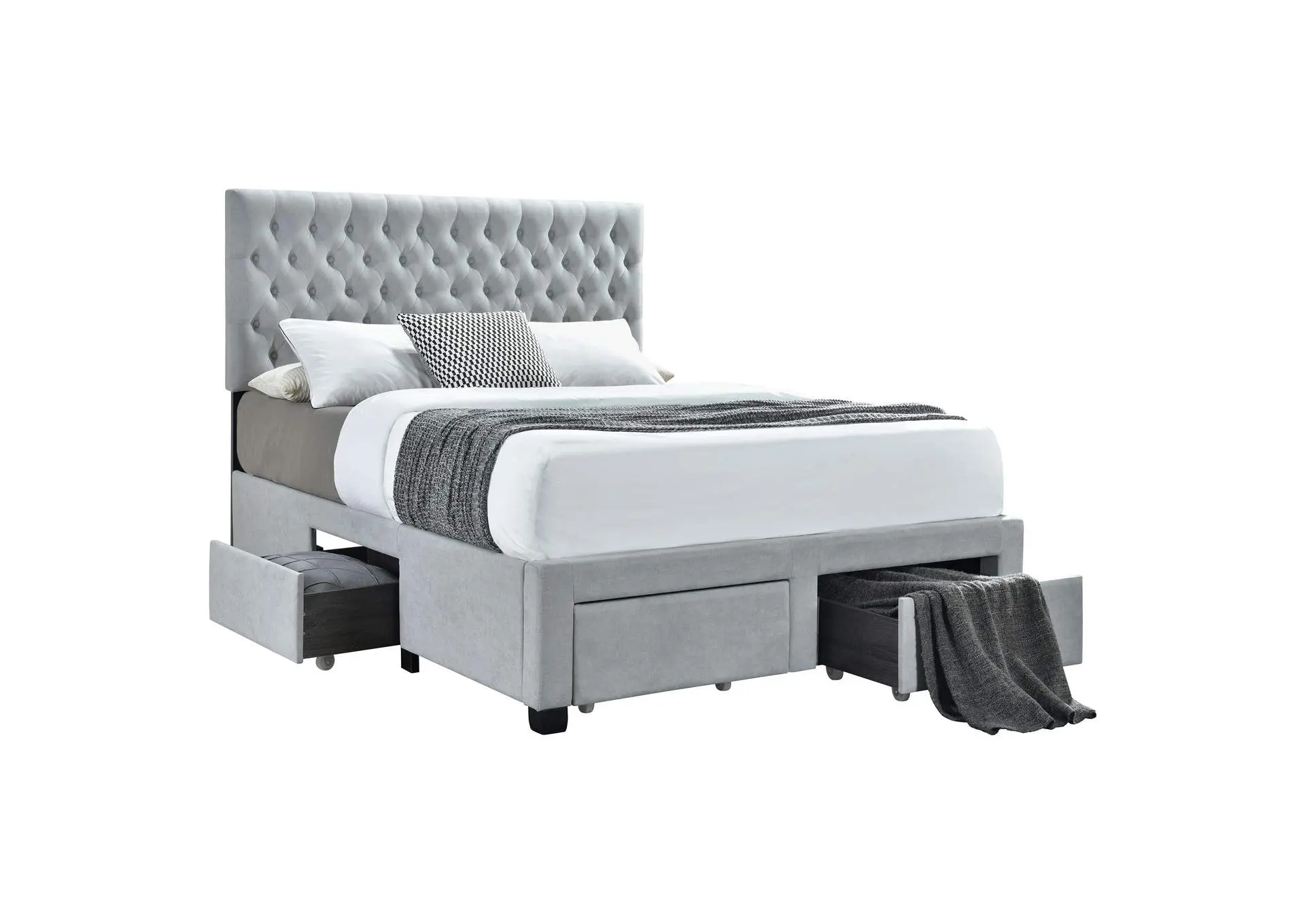 Soledad Upholstered Queen Storage Panel Bed Light Grey