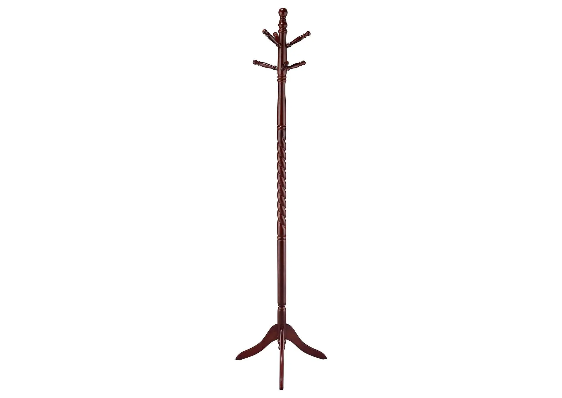 Riona 6 Hook Freestanding Wood Coat Rack Hat Hanger Merlot