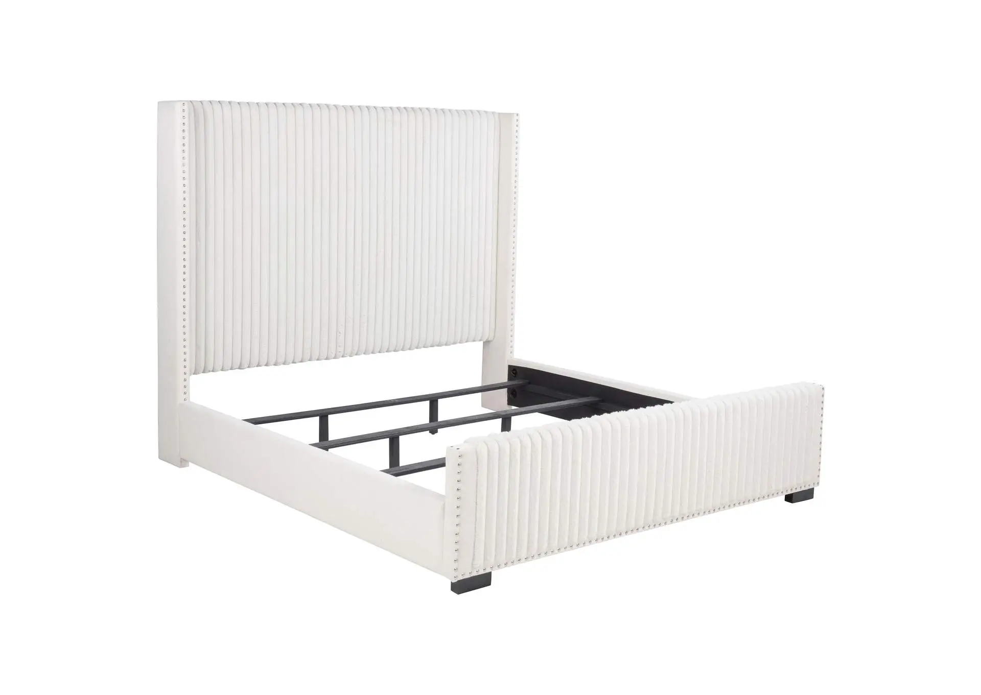 Natasha 65-inch Upholstered Eastern King Wingback Bed Cream