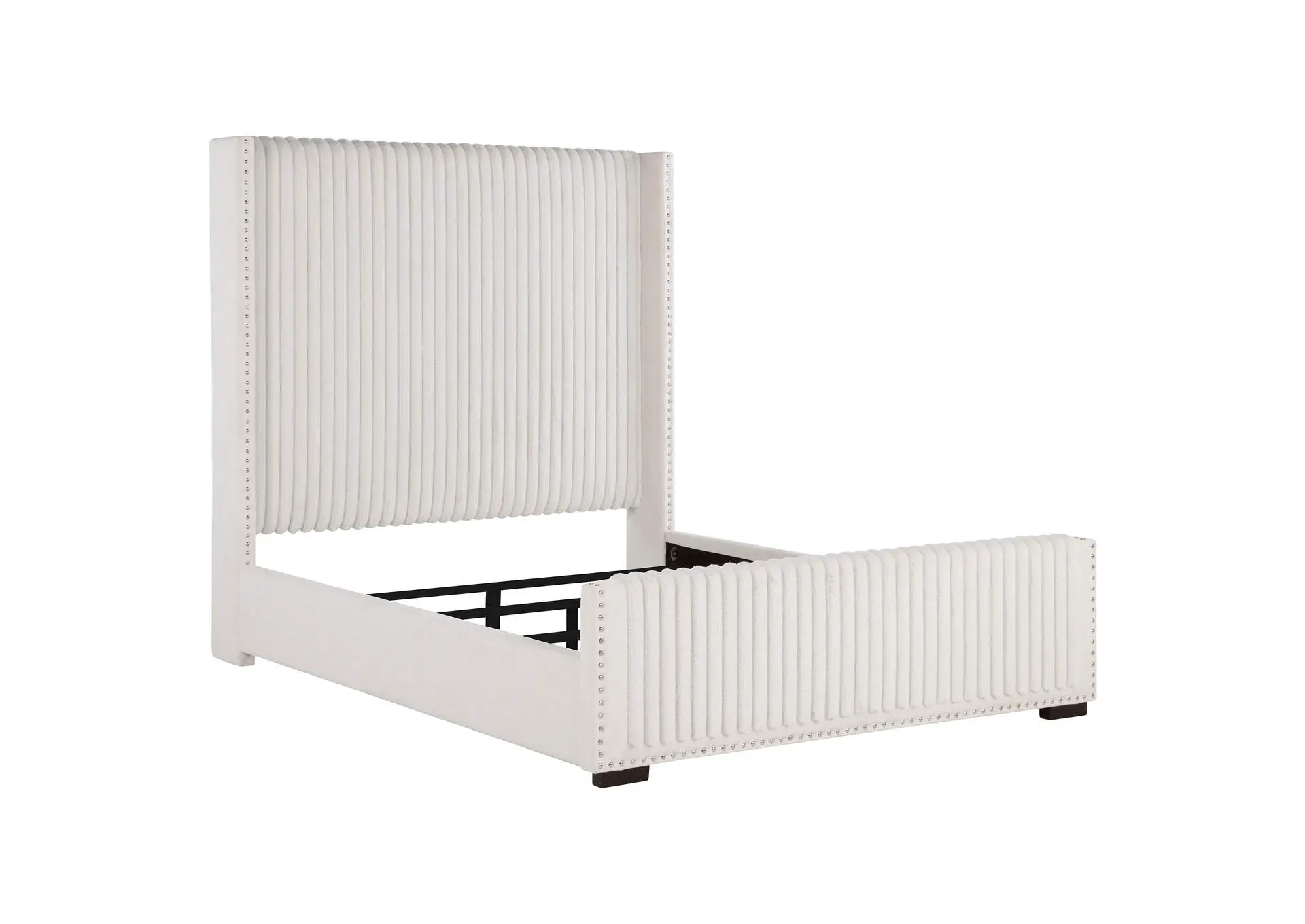 Natasha 65-inch Upholstered Queen Wingback Bed Cream