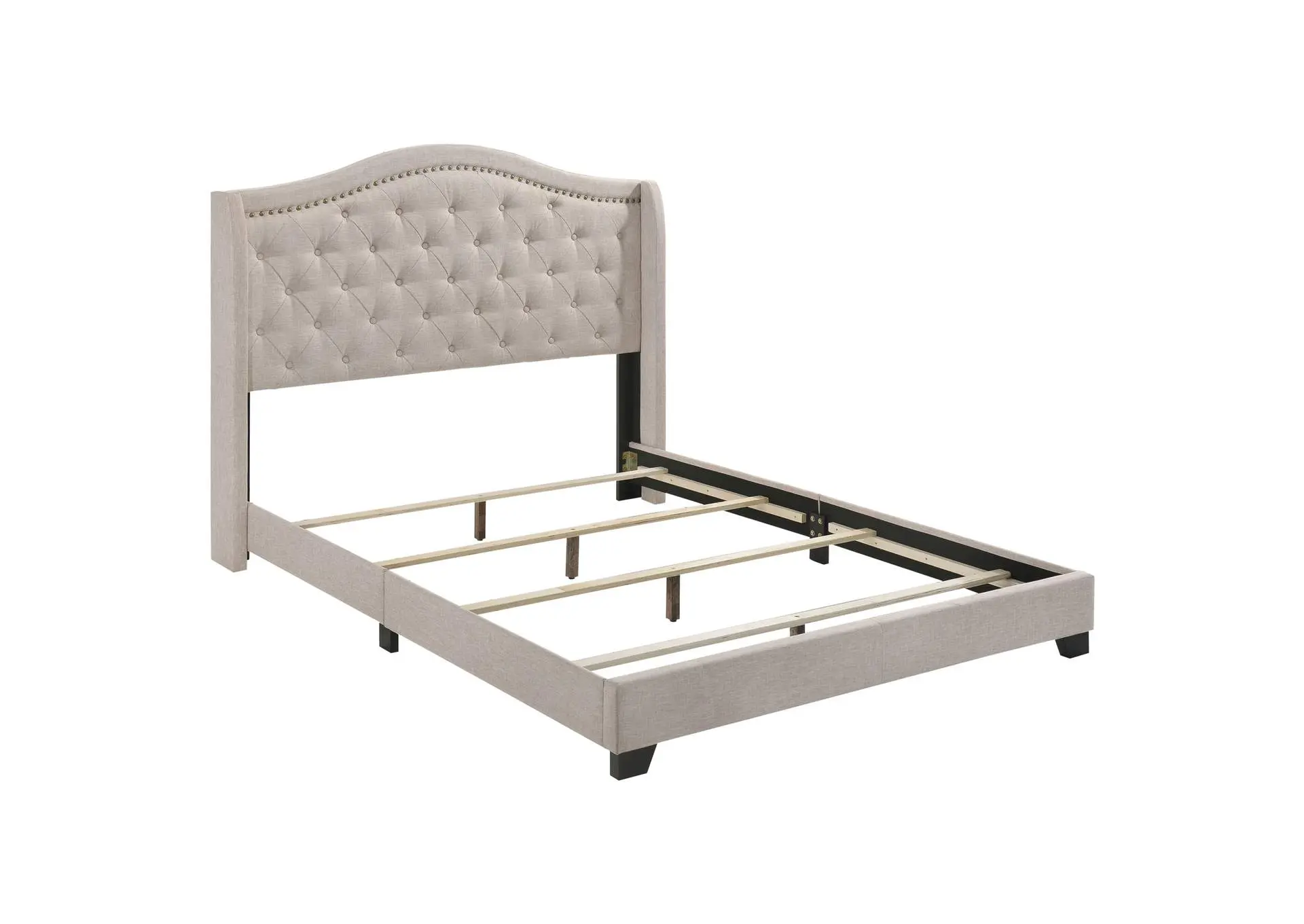 Sonoma Upholstered Eastern King Wingback Bed Beige
