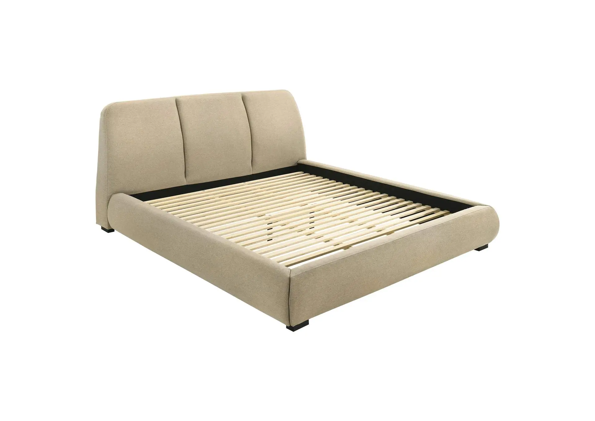 Mokena 46-inch Upholstered Eastern King Platform Bed Brown