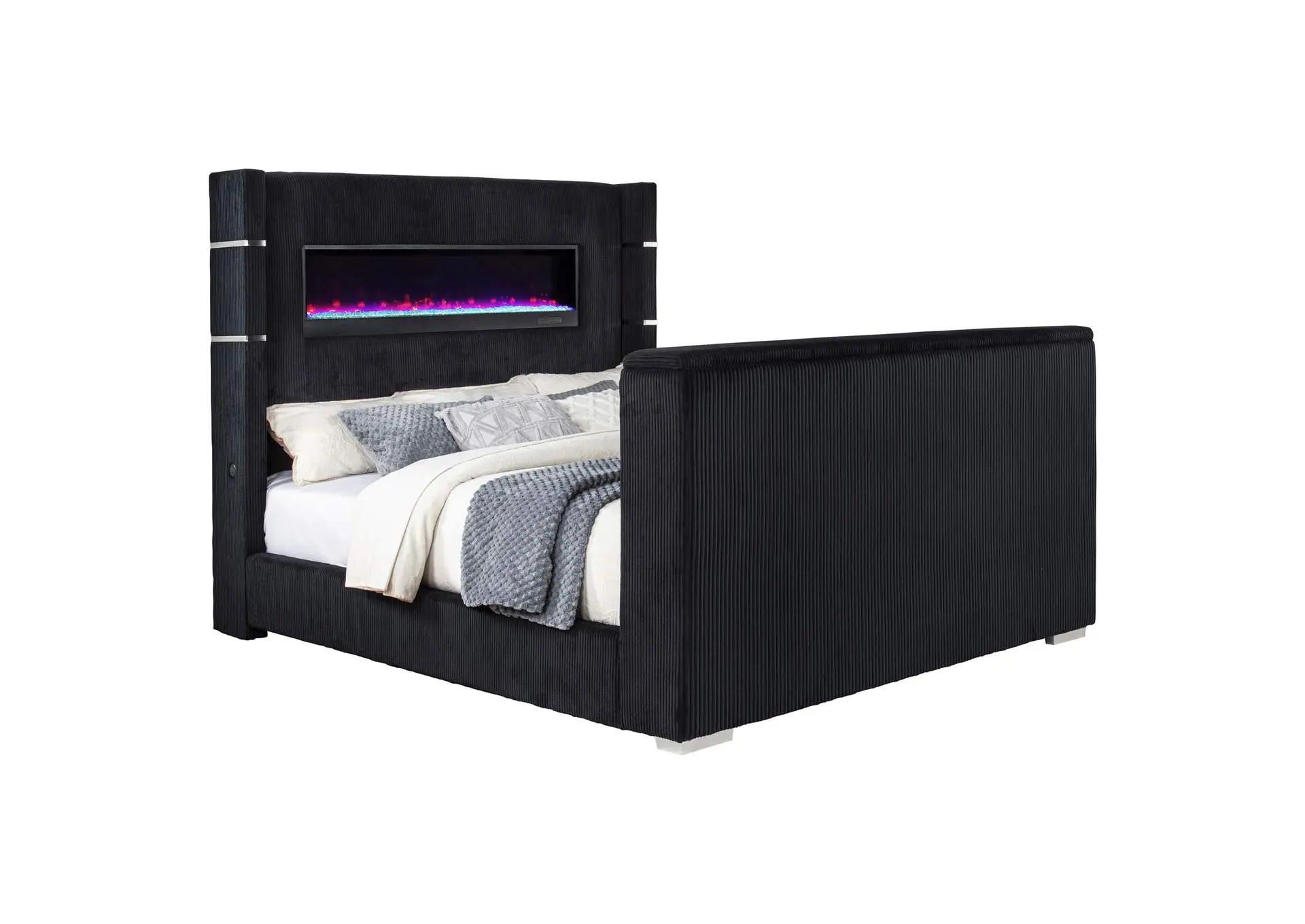 Tisdall California King Flame Visualizer TV Bed Black