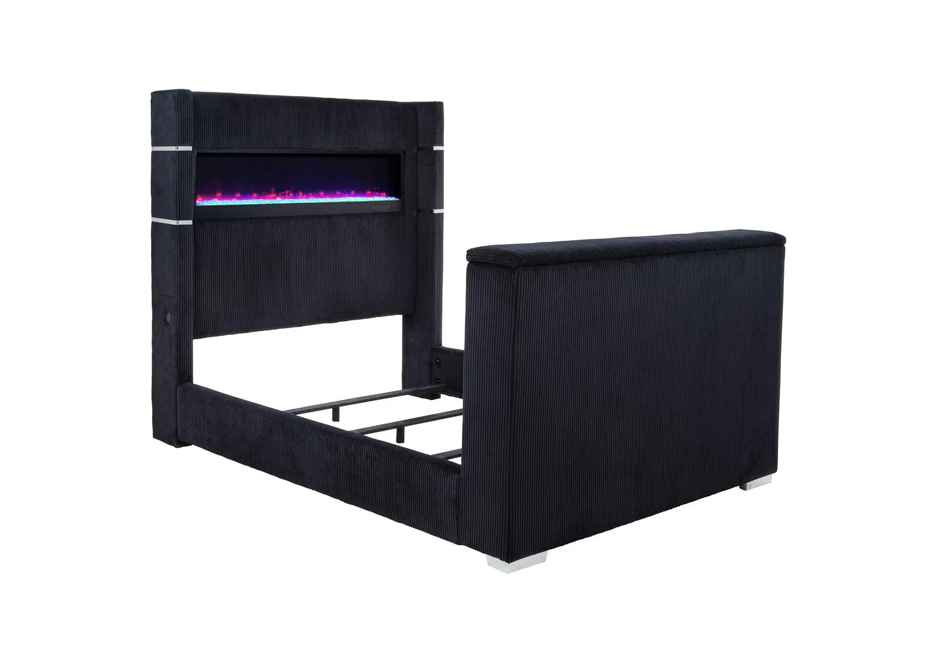 Tisdall Queen Flame Visualizer Wingback TV Bed Black