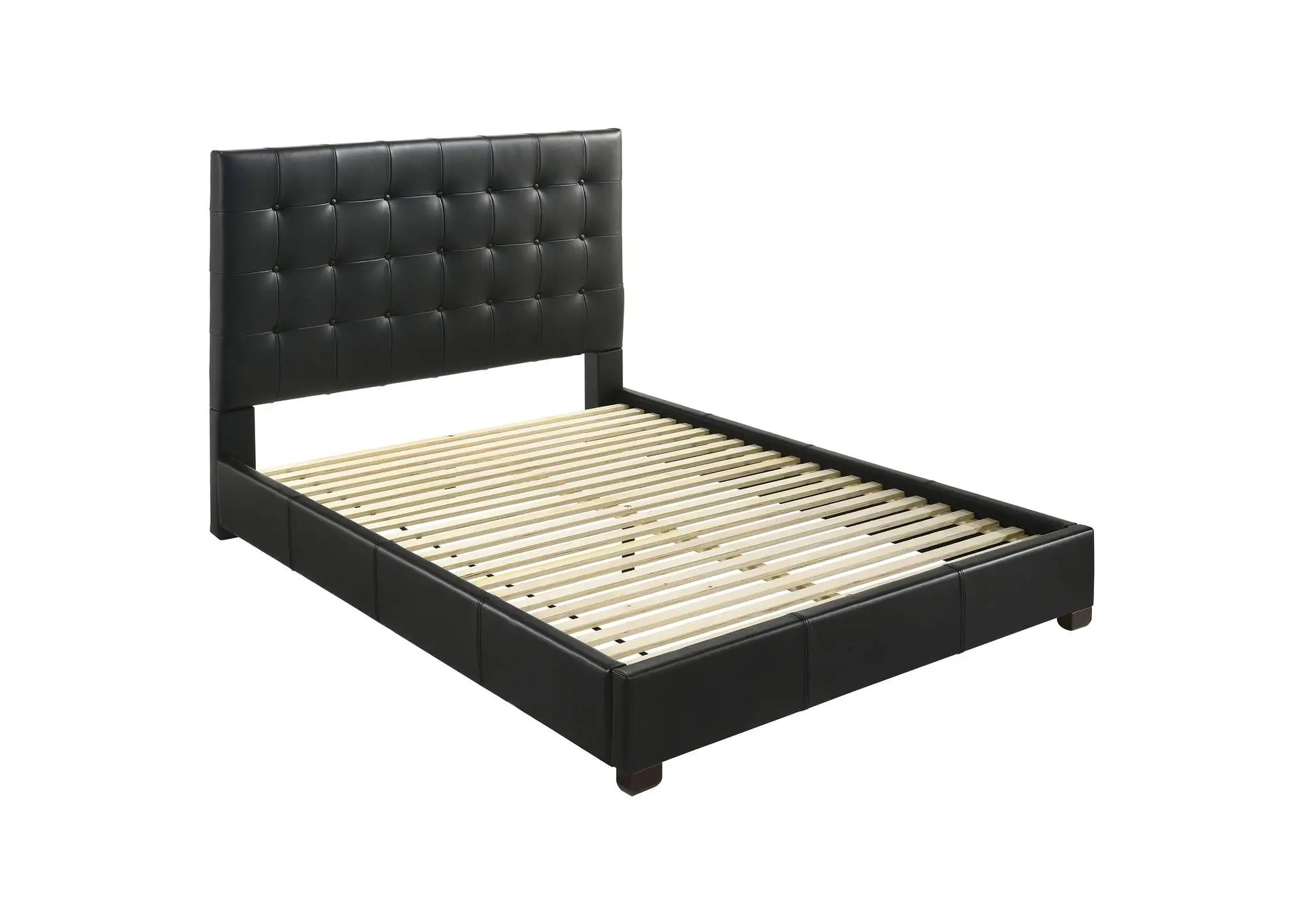 Medley Genuine Leather Queen Panel Platform Bed Black
