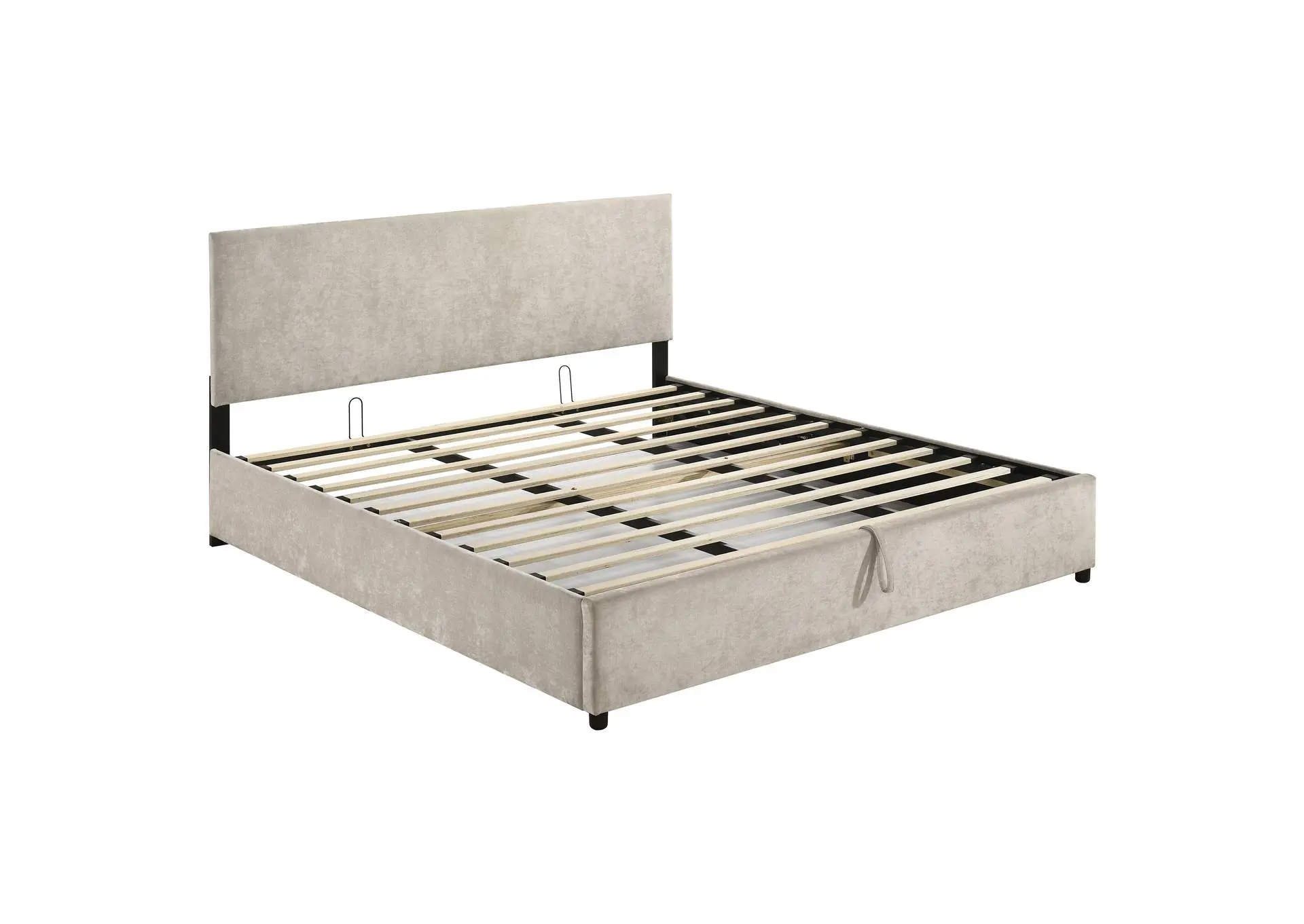 Reeves Upholstered Eastern King Lift-Top Storage Platform Bed Beige