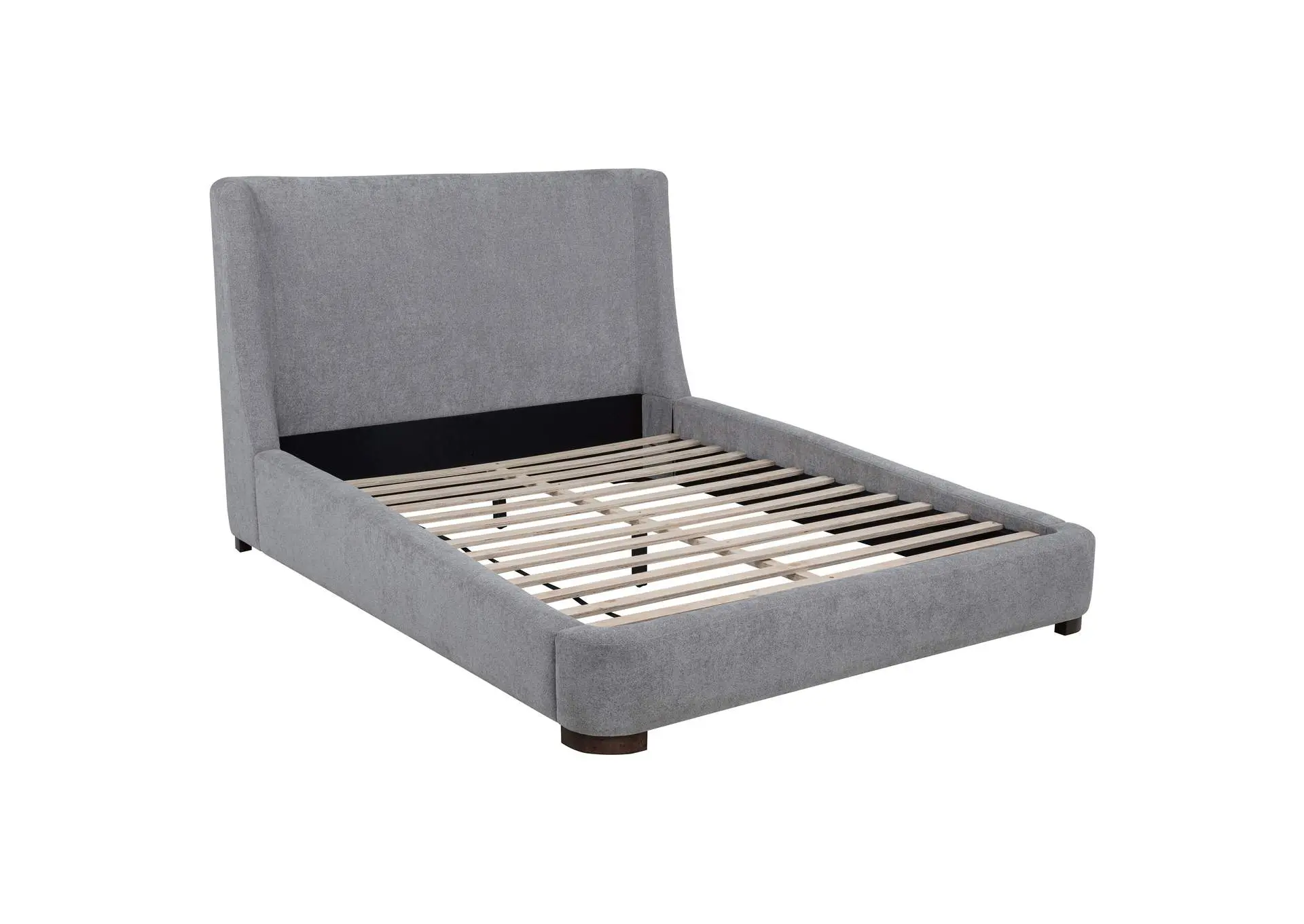 Rennes Upholstered Eastern King Wingback Platform Bed Grey