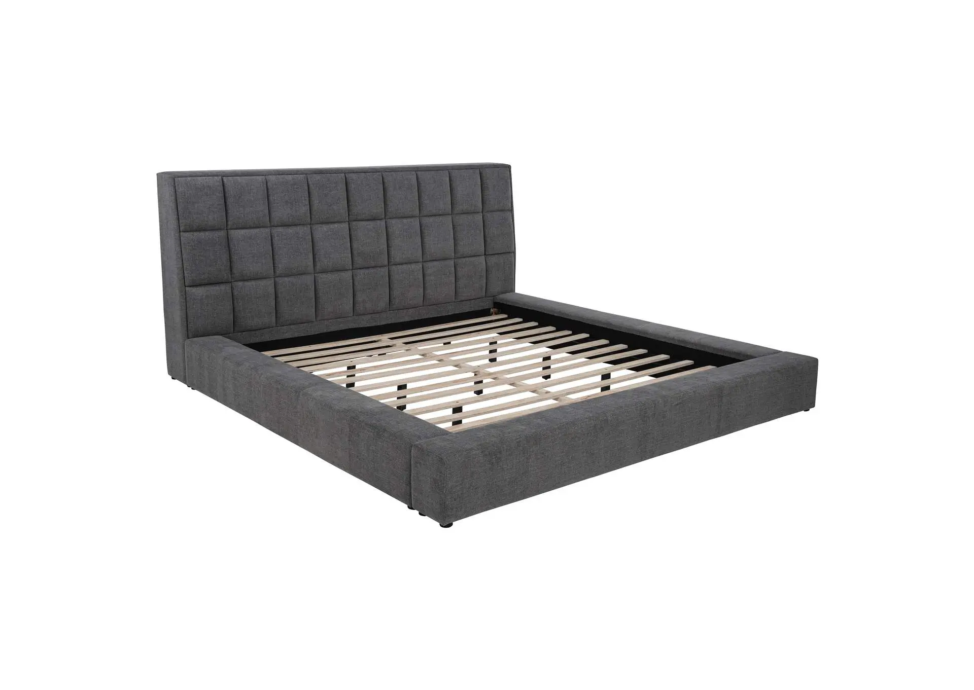 Dreux Upholstered California King Panel Platform Bed Grey