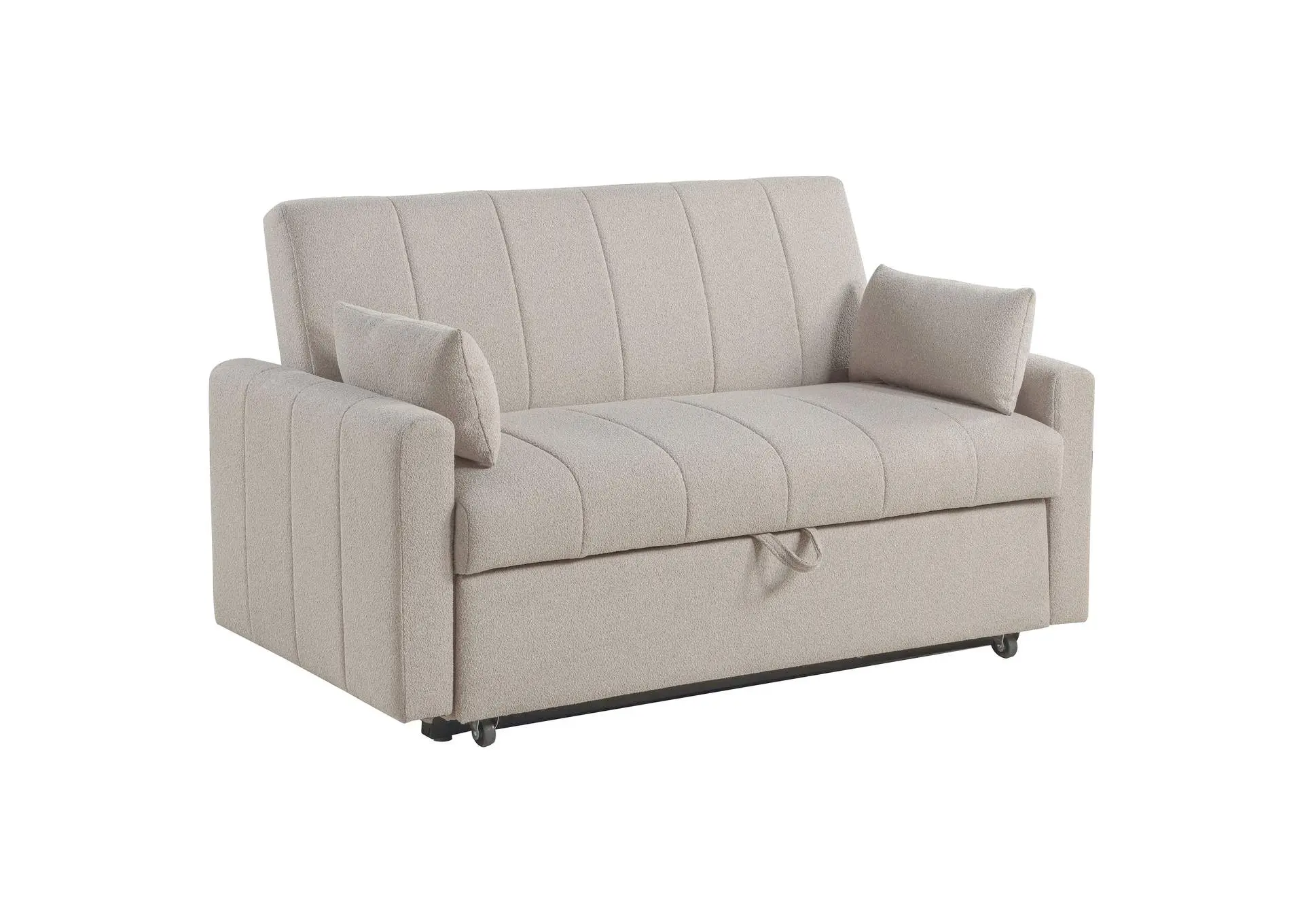 Portland Boucle Upholstered Sleeper Sofa Bed Latte