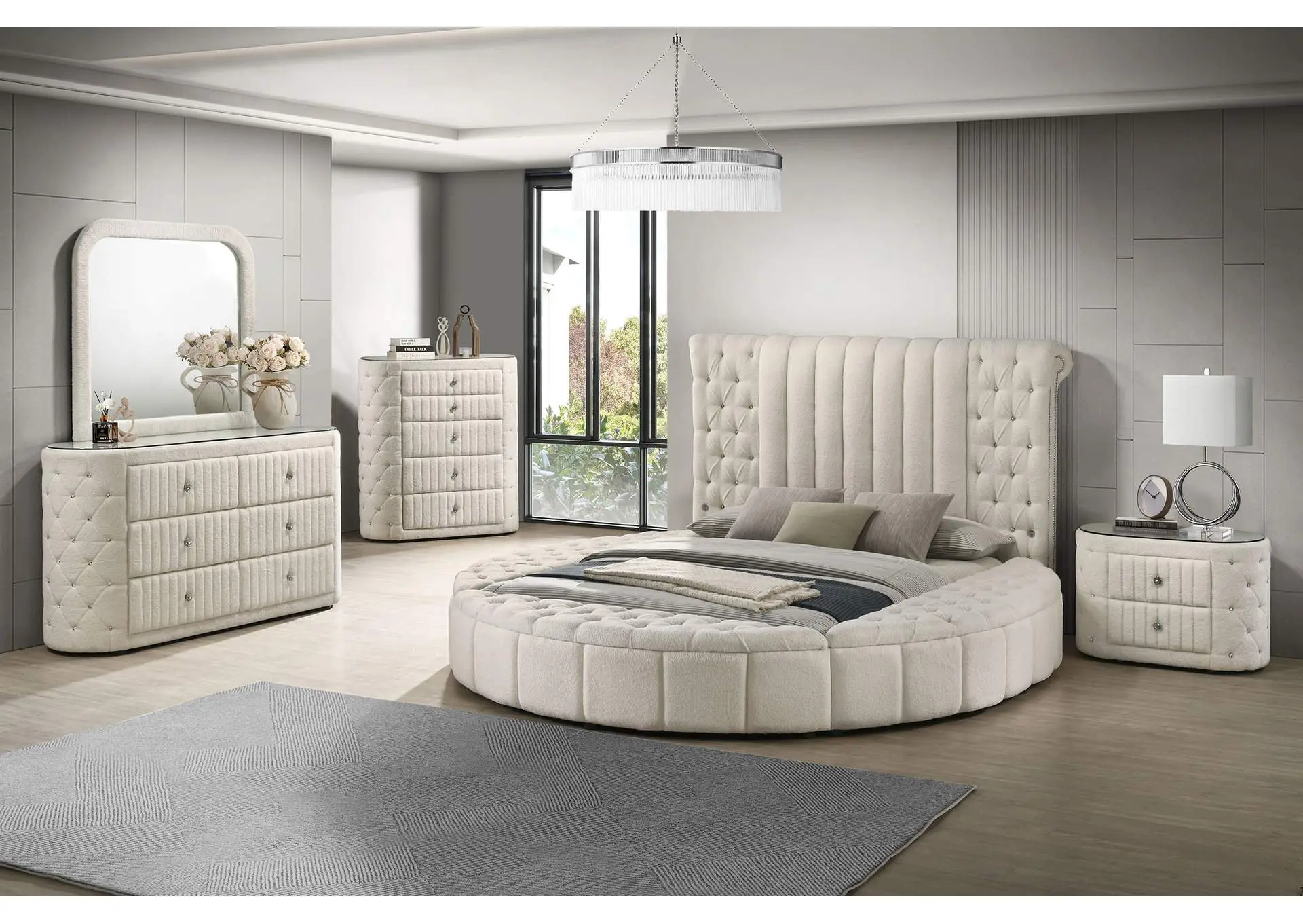 Sonya 5-piece Upholstered Queen Bedroom Set Ivory