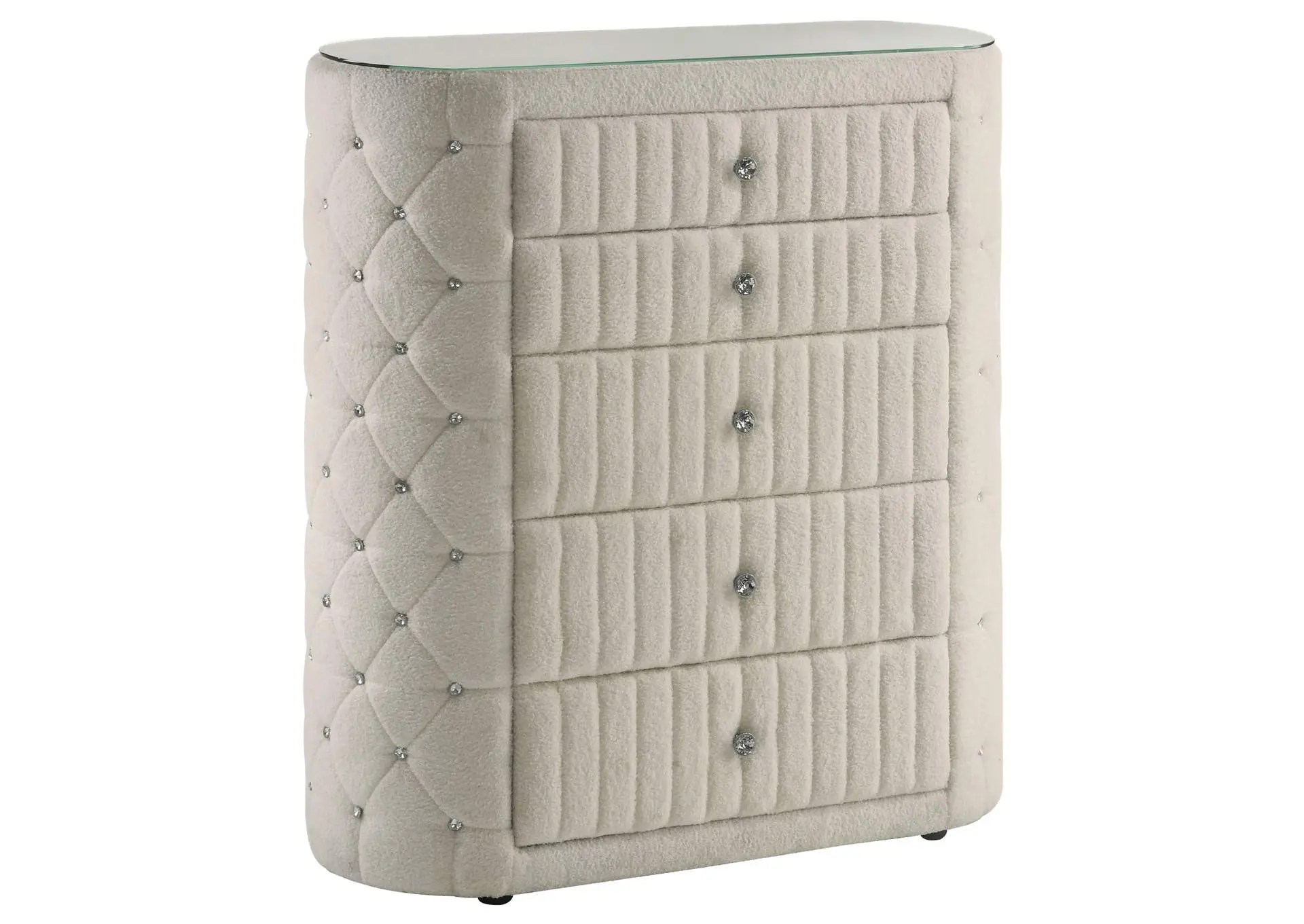Sonya 5-drawer Upholstered Bedroom Chest of Drawers Ivory