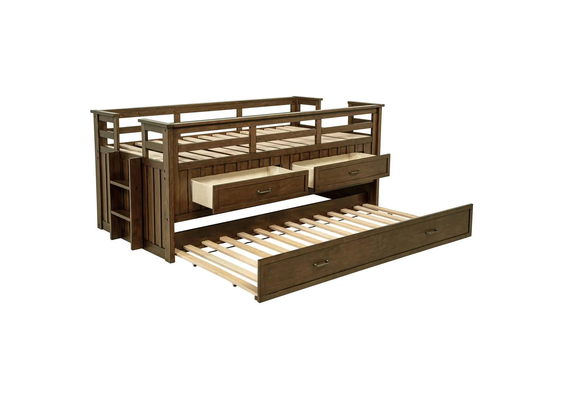 Carlsbad Wood Twin Captains Bed With Trundle Medium Brown