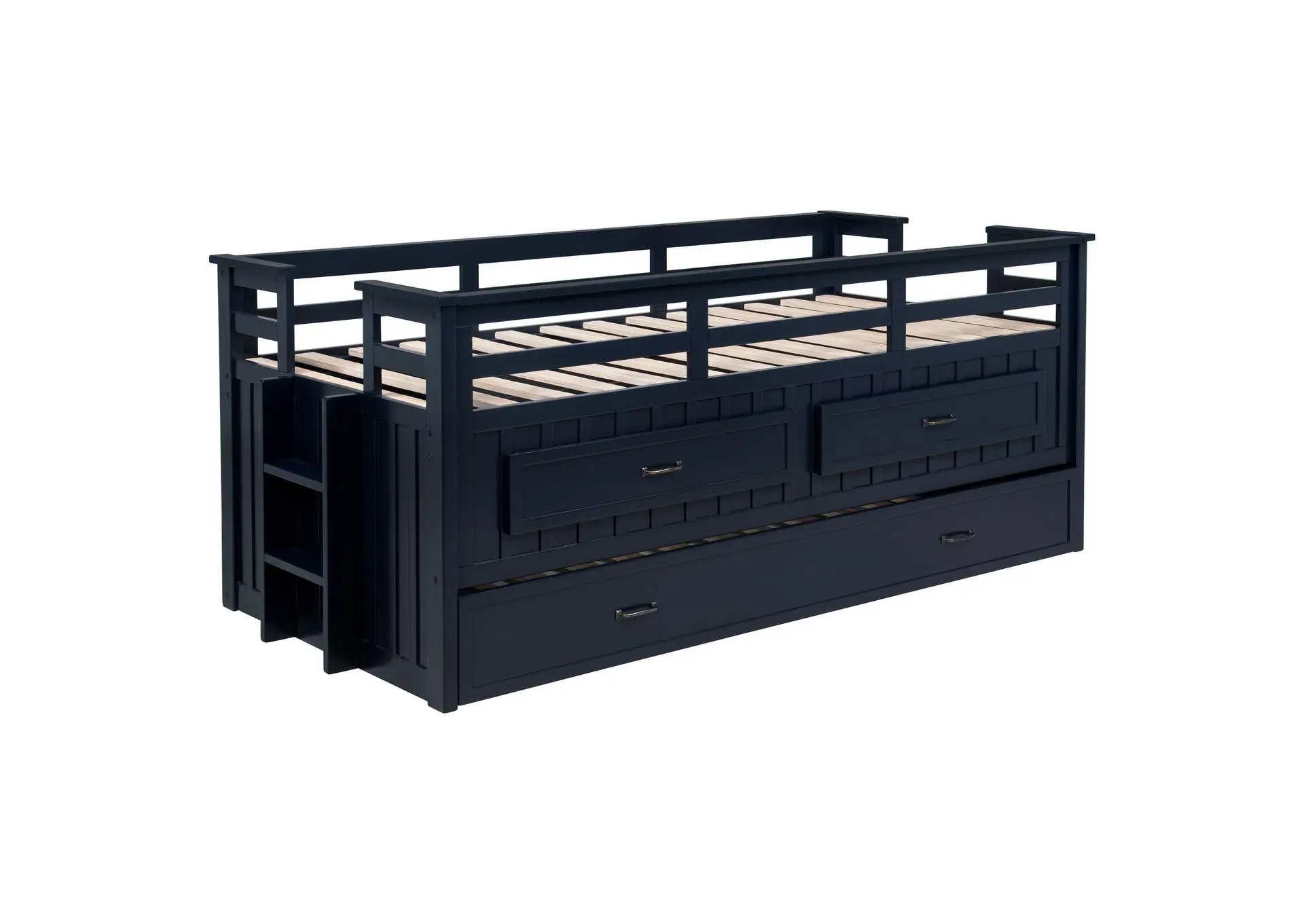 Carlsbad Wood Twin Captains Bed With Trundle Navy Blue