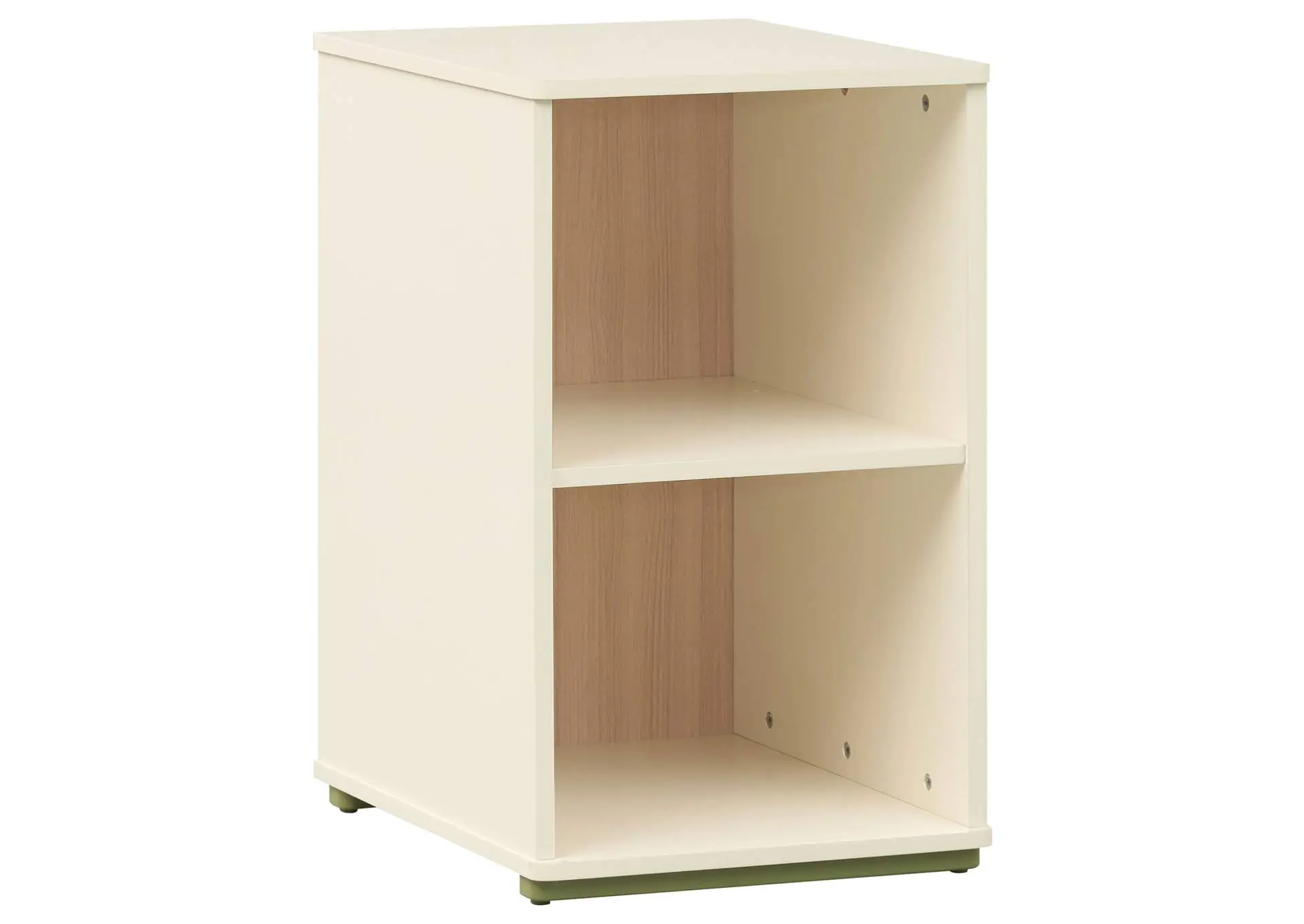 Evren 2-cubby Vertical Bookcase with Natural Interior Off White