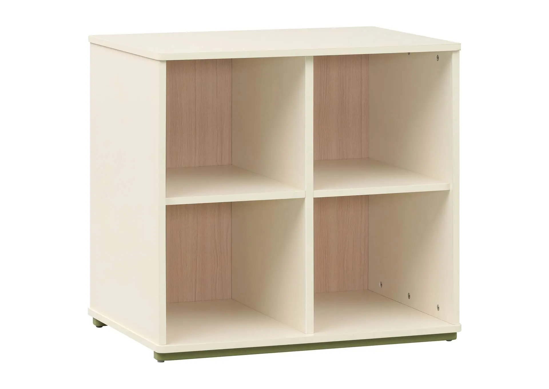 Evren 4-cubby Horizontal Bookcase with Natural Interior Off White