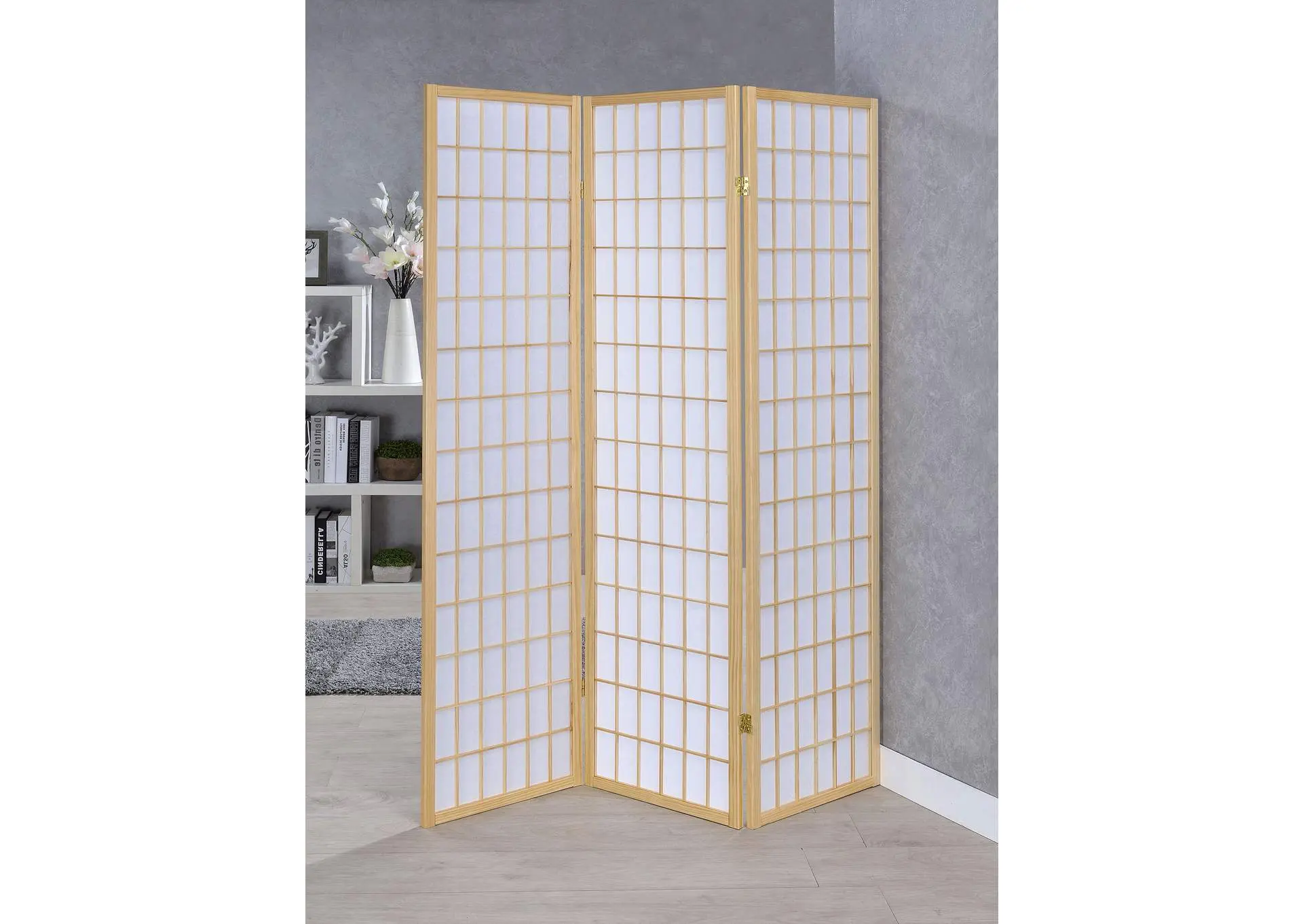Carrie 3-Panel Room Divider Folding Shoji Screen Natural — view 2