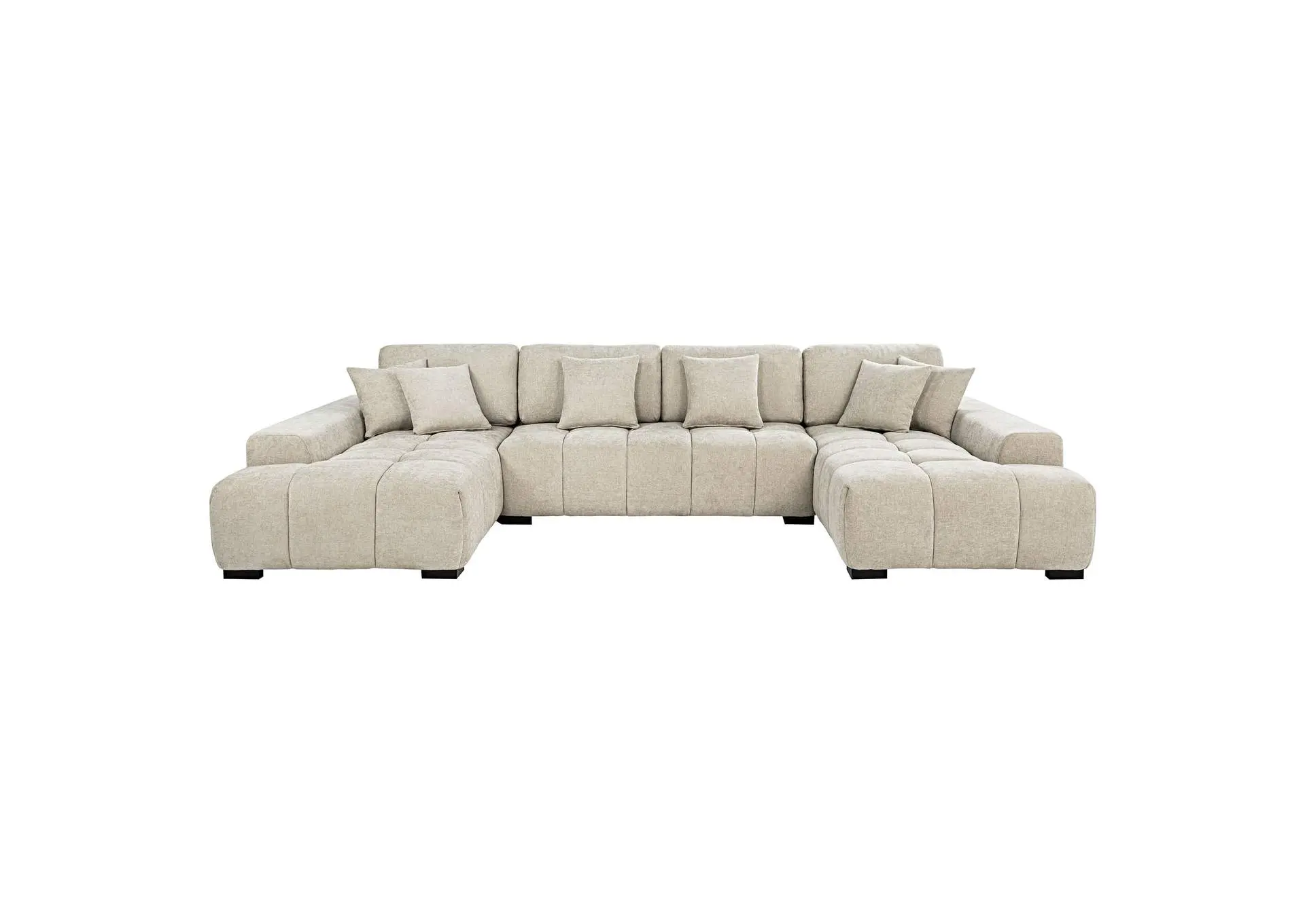 Cannella U-Shaped Double Chaise Upholstered Sectional Sofa Beige
