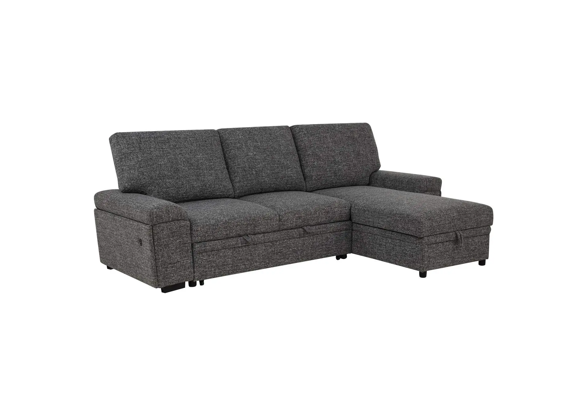 Demko Sleeper Sectional Sofa with Speaker and Storage Chaise Granite