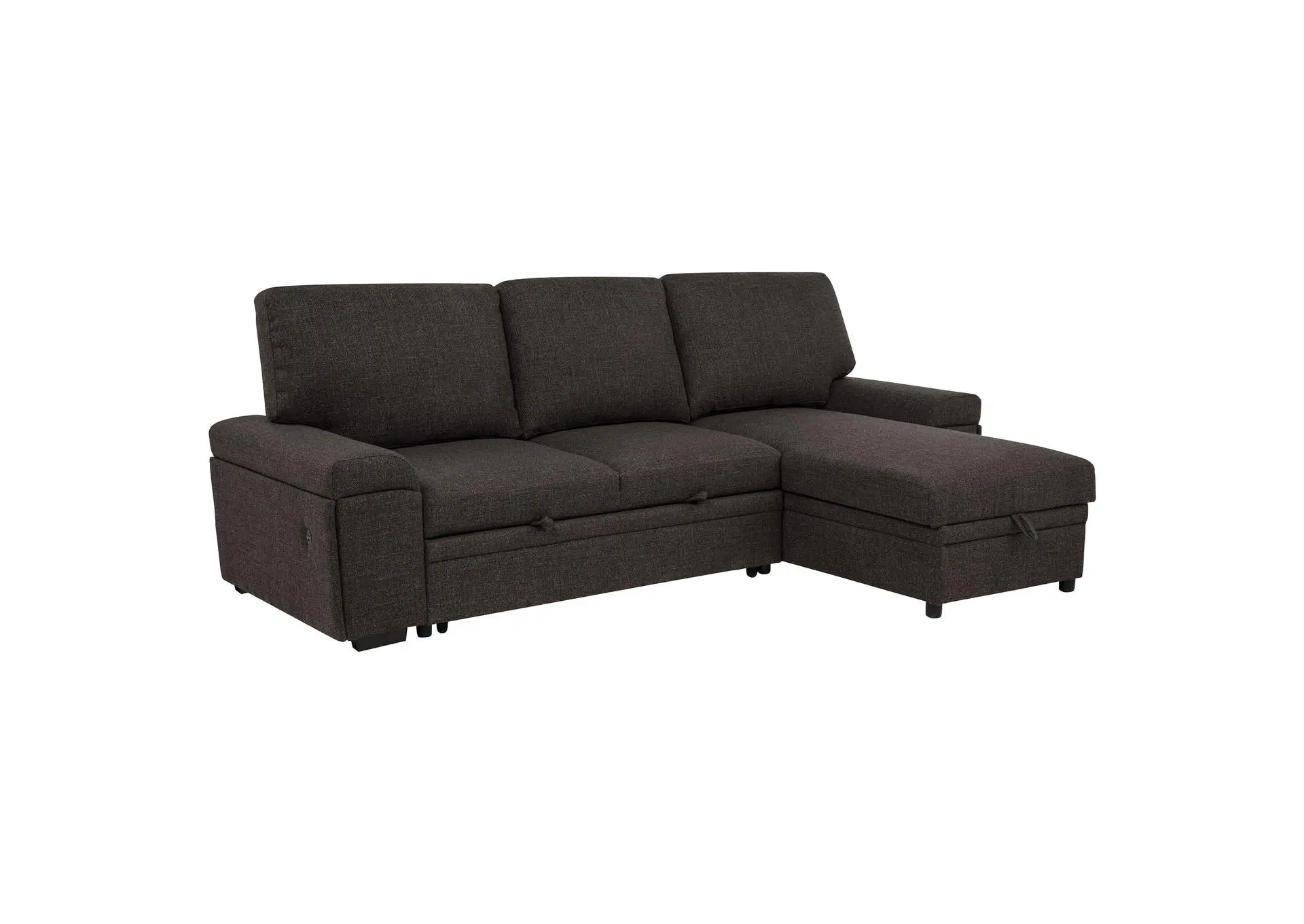 Demko Sleeper Sectional Sofa with Speaker and Storage Chaise Brown