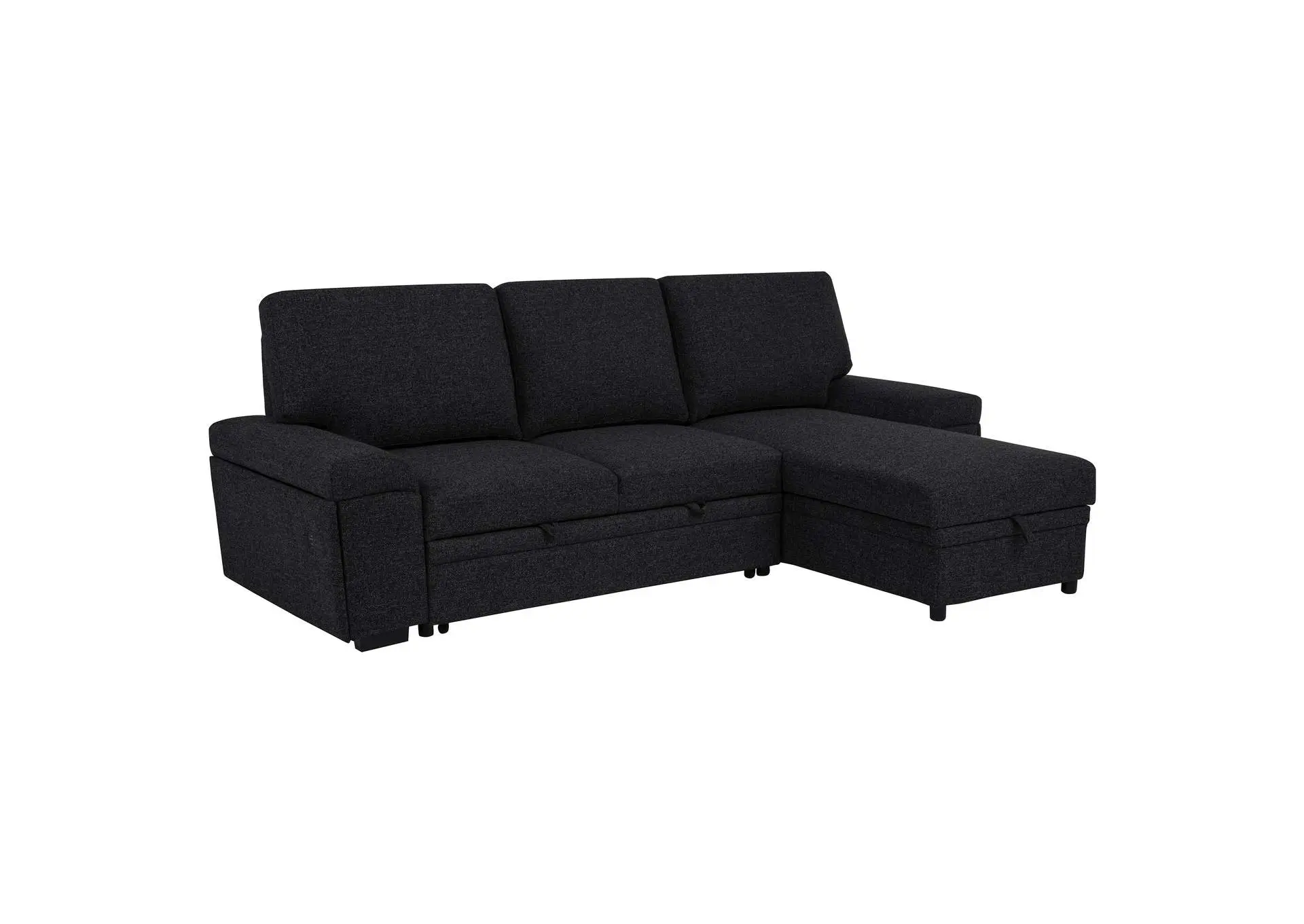 Demko Sleeper Sectional Sofa with Speaker and Storage Chaise Black