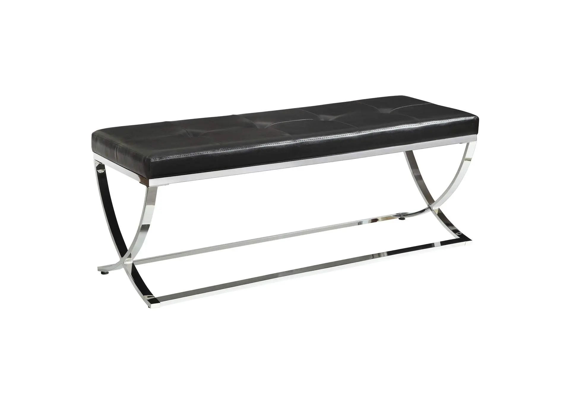 Walton Leatherette Upholstered Tufted Accent Bench Black