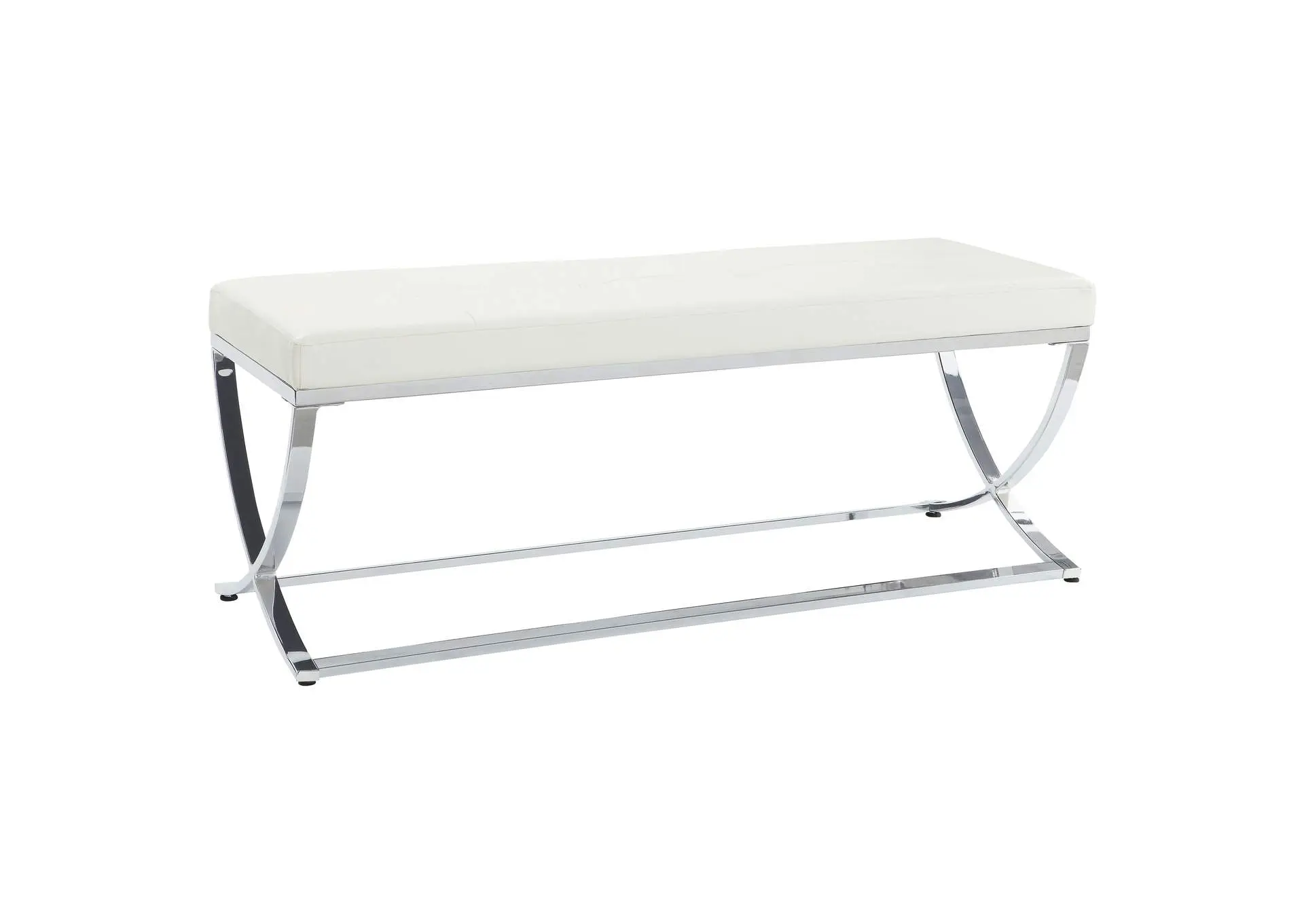 Walton Leatherette Upholstered Tufted Accent Bench White