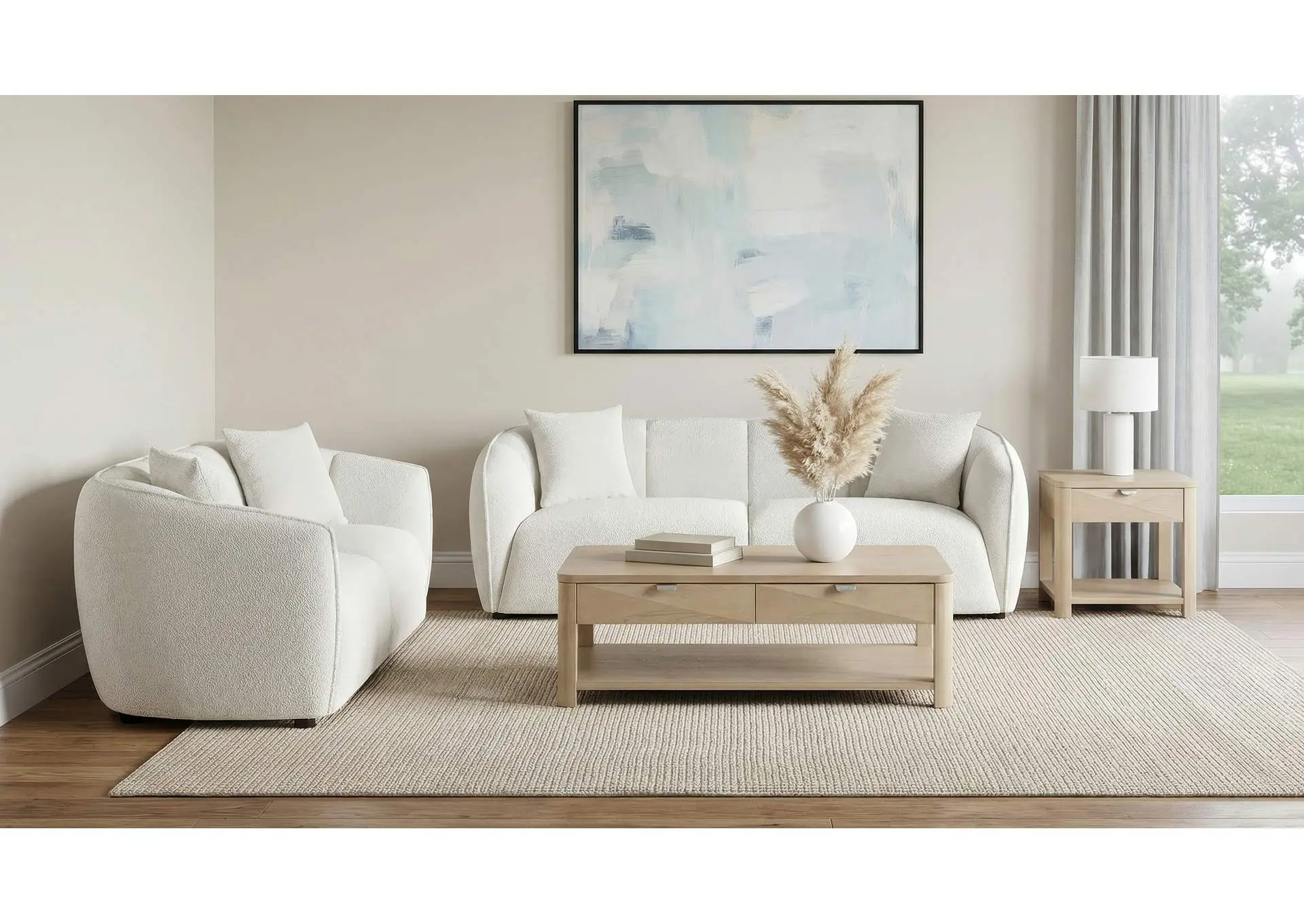 Aleisha 2-piece Fabroc Upholstered Sofa Set Sand
