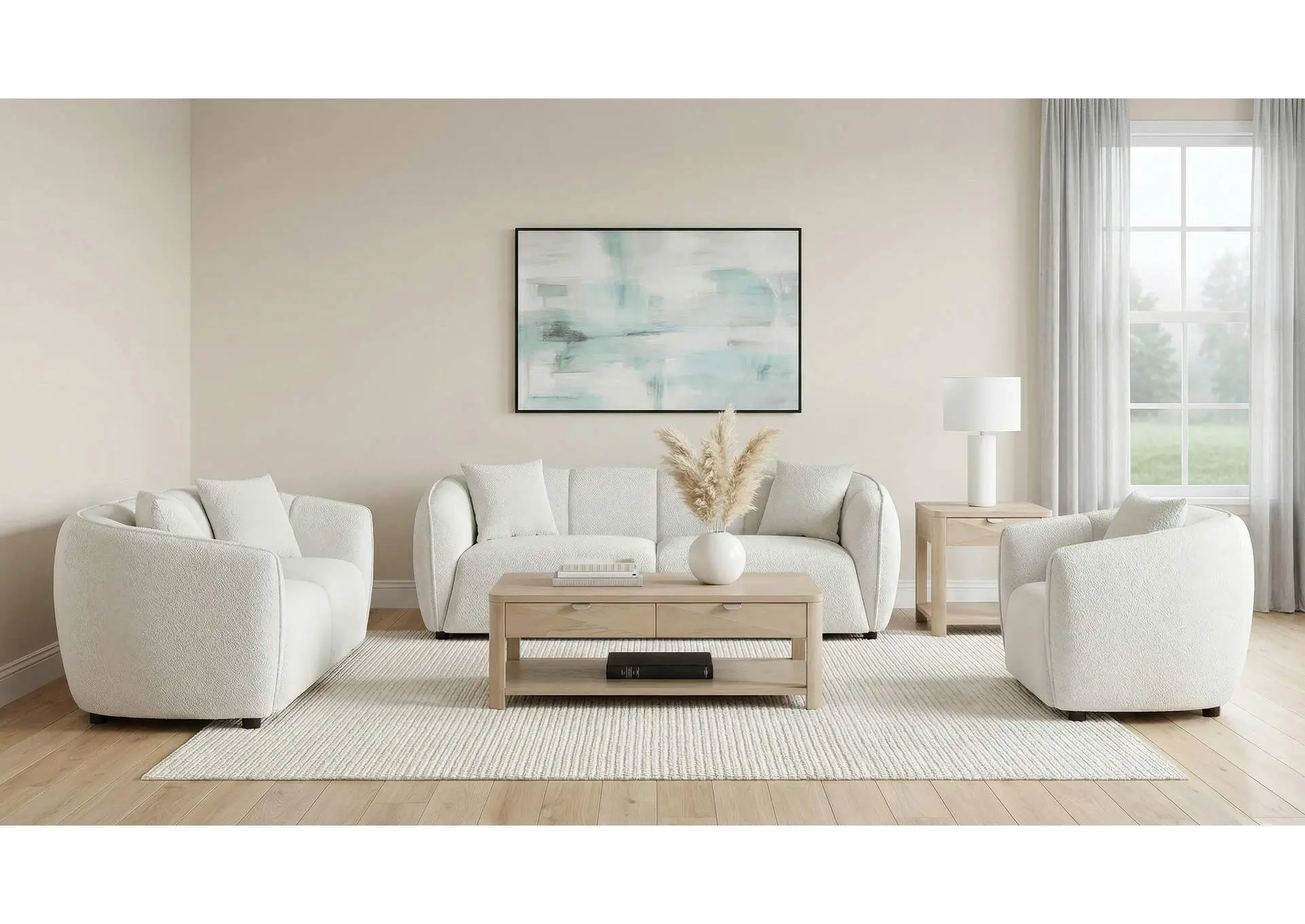 Aleisha 3-piece Fabric Upholstered Sofa Set Sand
