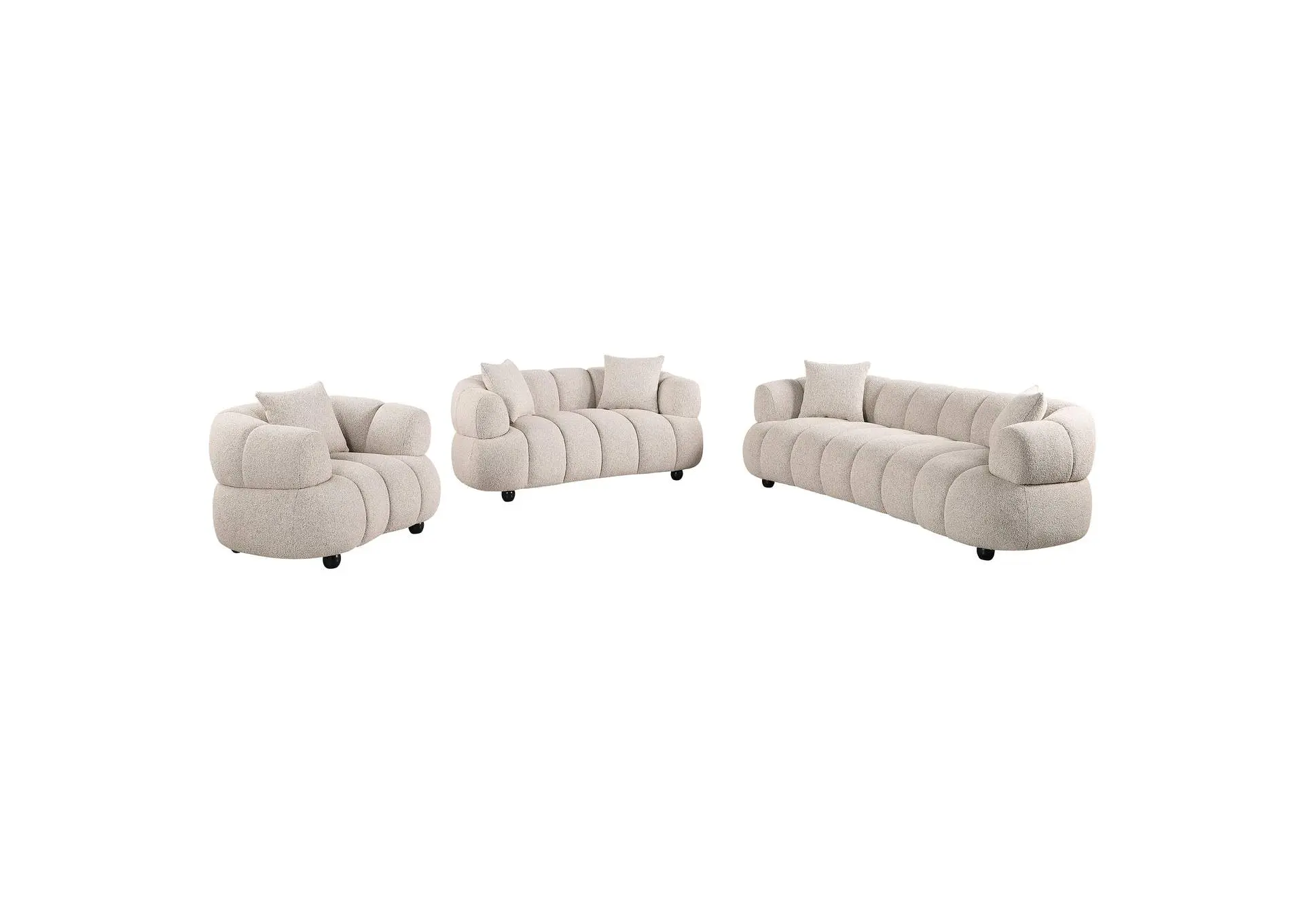 Whitney Contemporary Channel Tufted Woven Fabric Upholstered Sofa Set