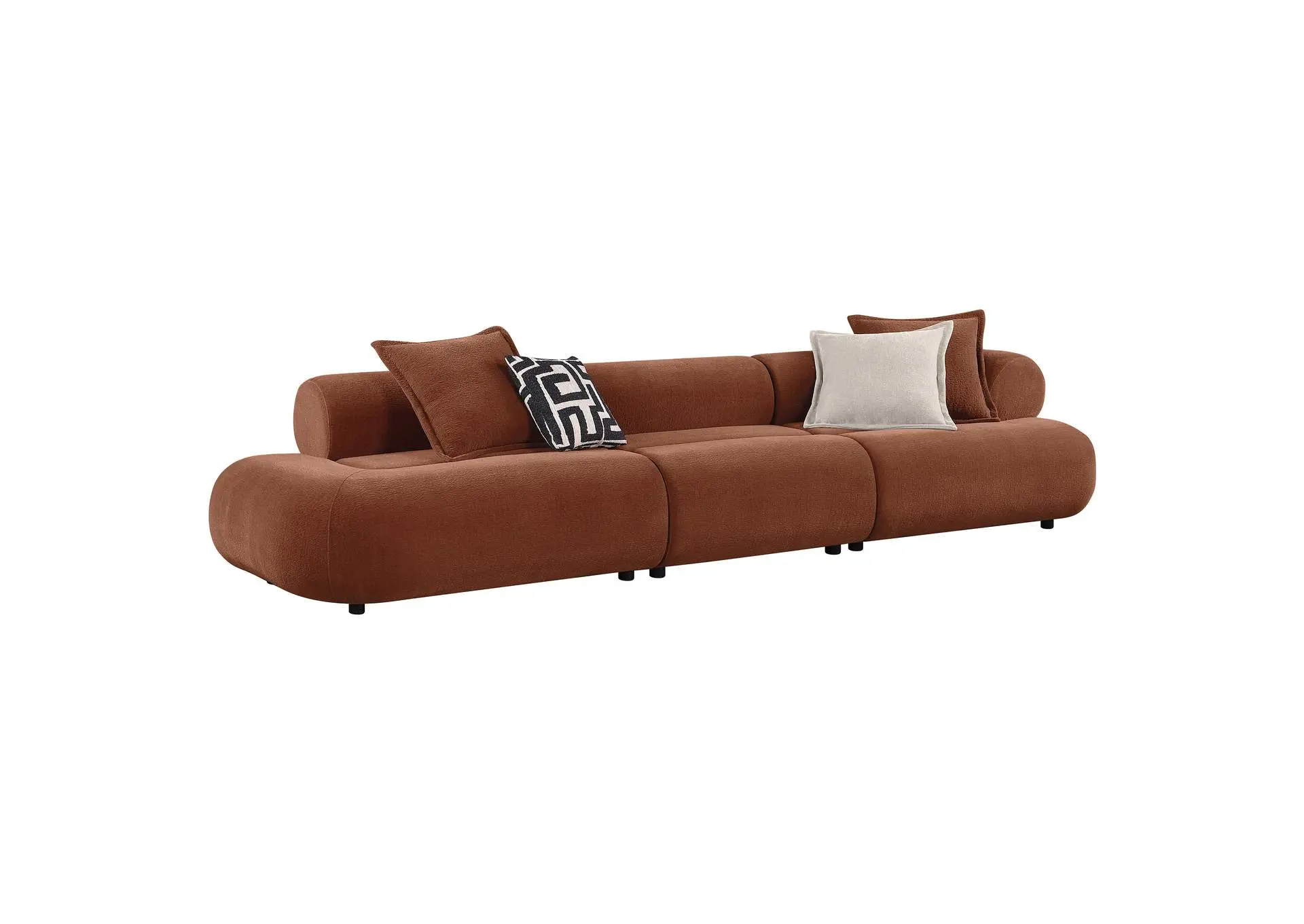 Byrne 143-inch Velvet Modular Bumper Sectional Sofa Rust
