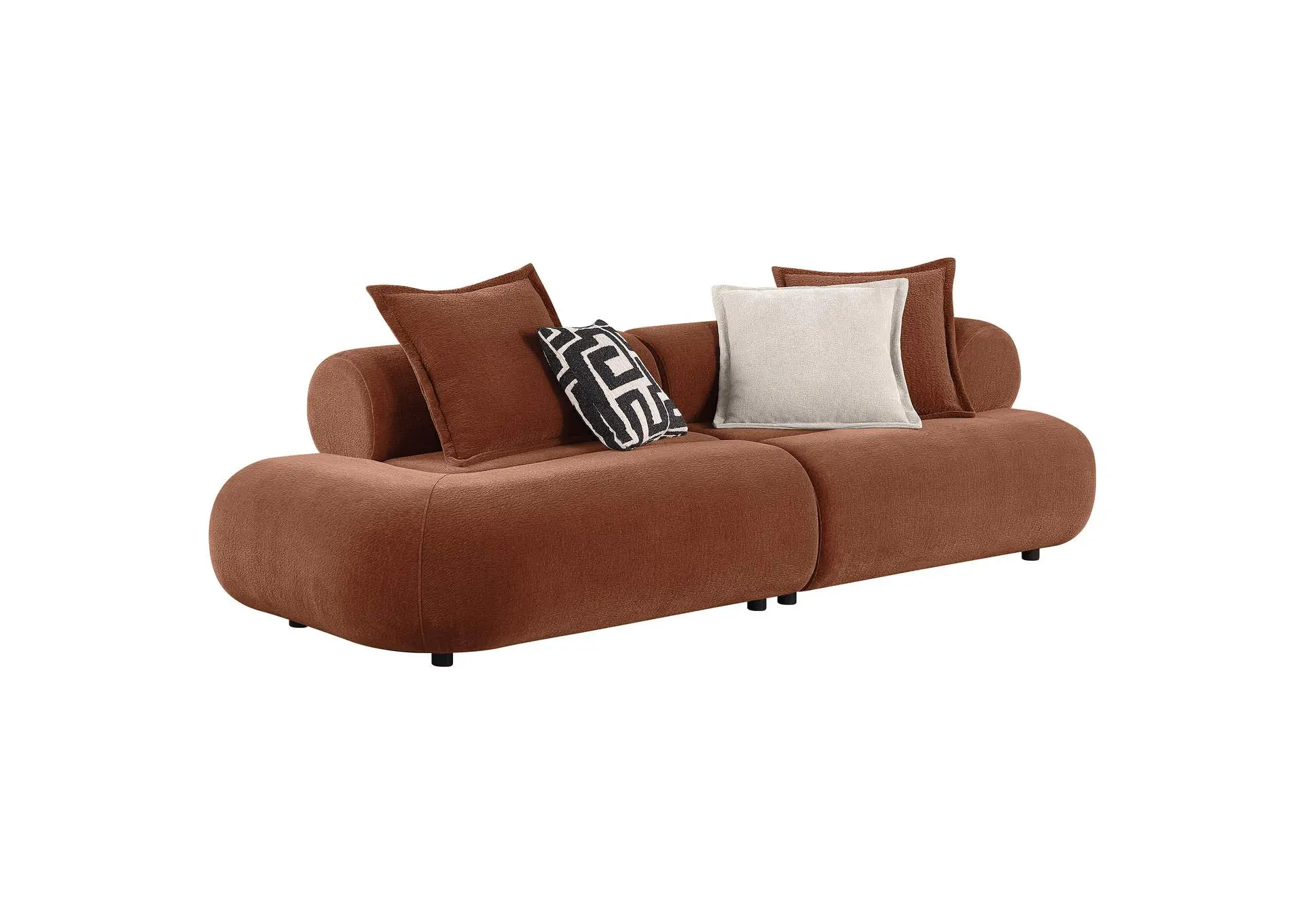 Byrne 105-inch Velvet Modular Bumper Sectional Sofa Rust