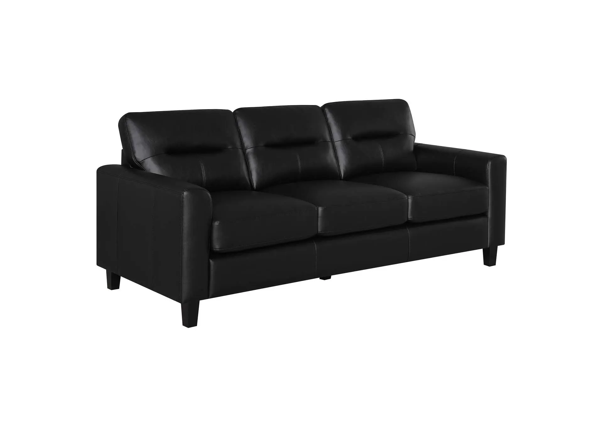 Scotland Faux Leather Upholstered Track Arm Sofa Black