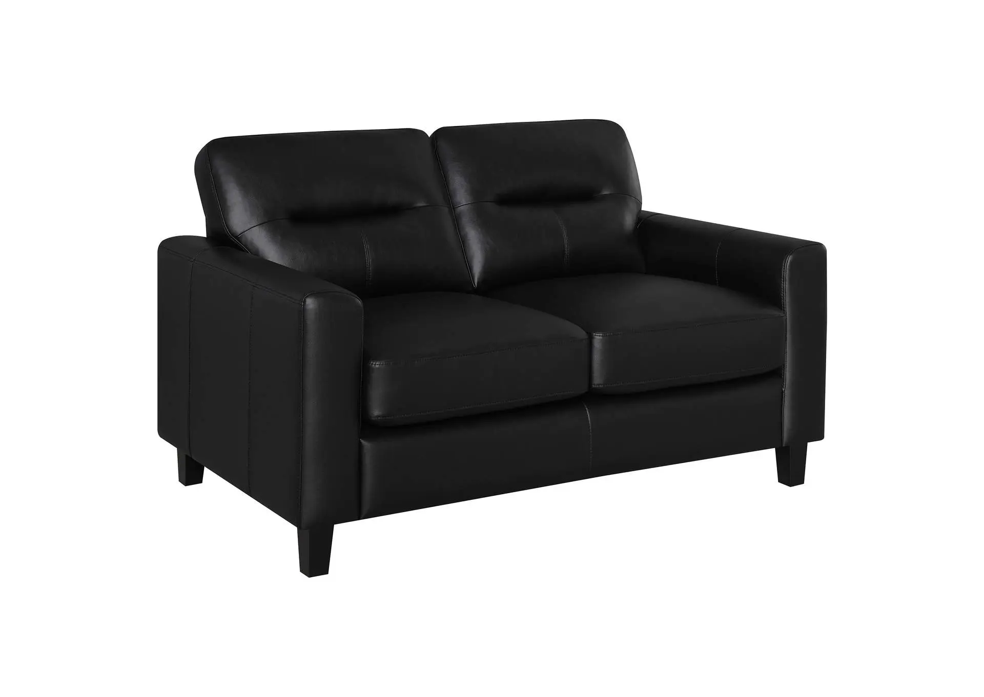 Scotland Faux Leather Upholstered Track Arm Loveseat Black