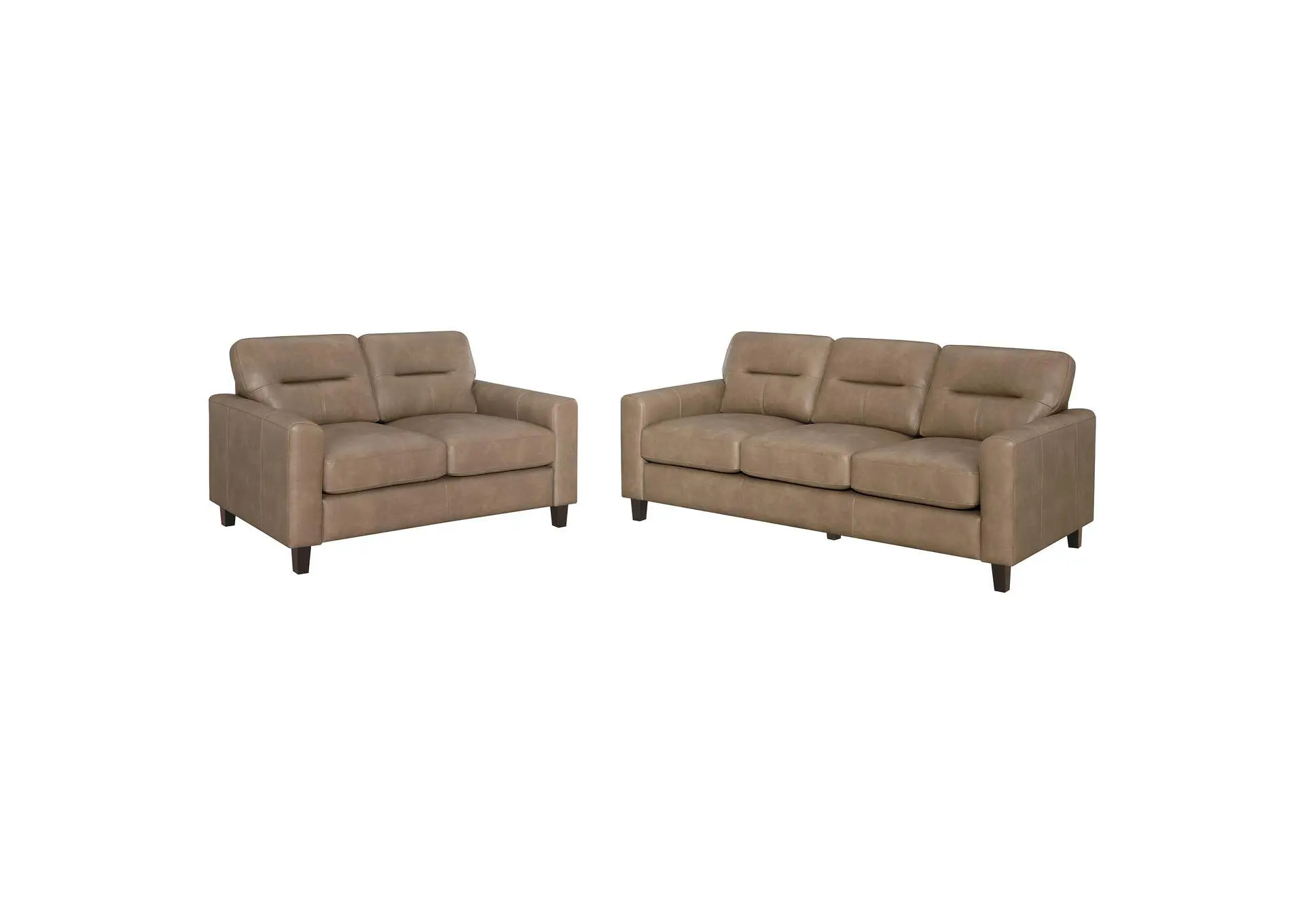 Scotland 2-piece Faux Leather Upholstered Sofa Set Brown